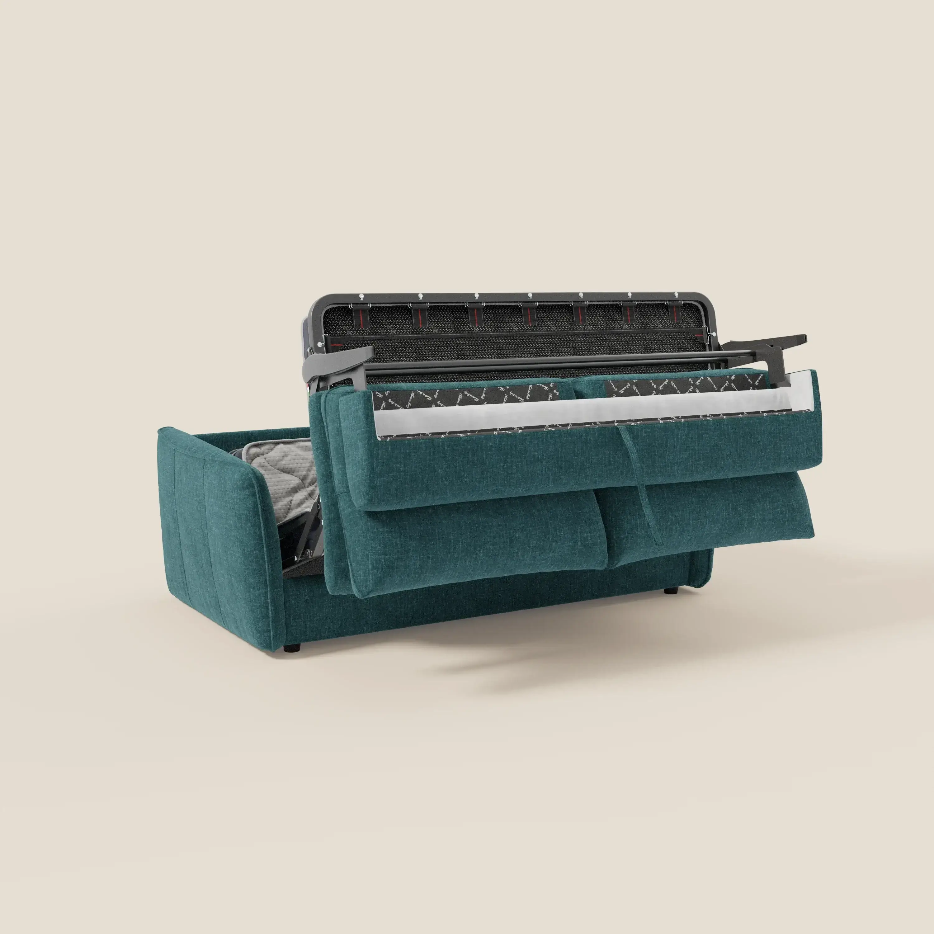 Elios Canapé convertible avec coussins de dossier souples en tissu détachable T24 bleu canard - Image 10