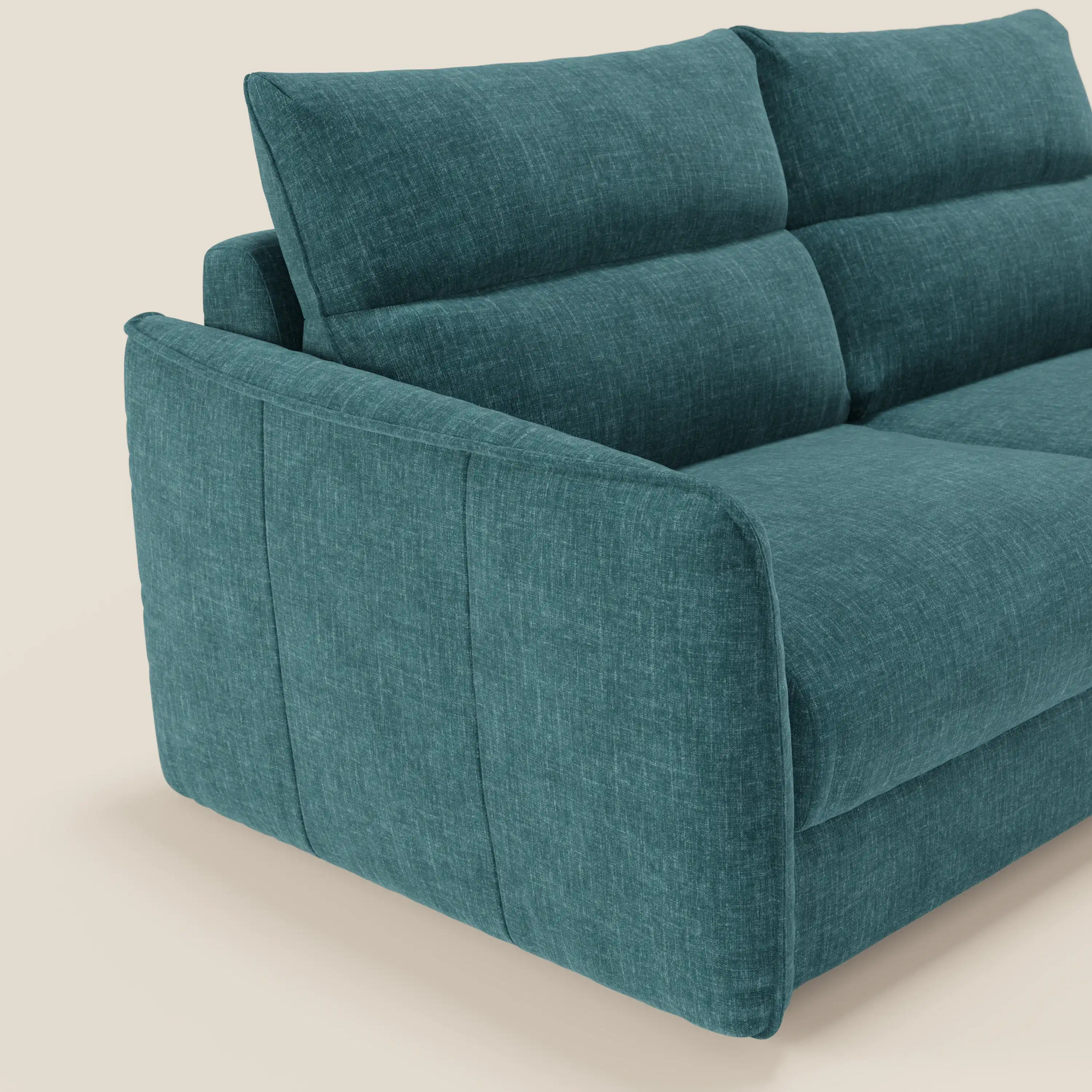 Elios Canapé convertible avec coussins de dossier souples en tissu détachable T24 bleu canard - Image 6