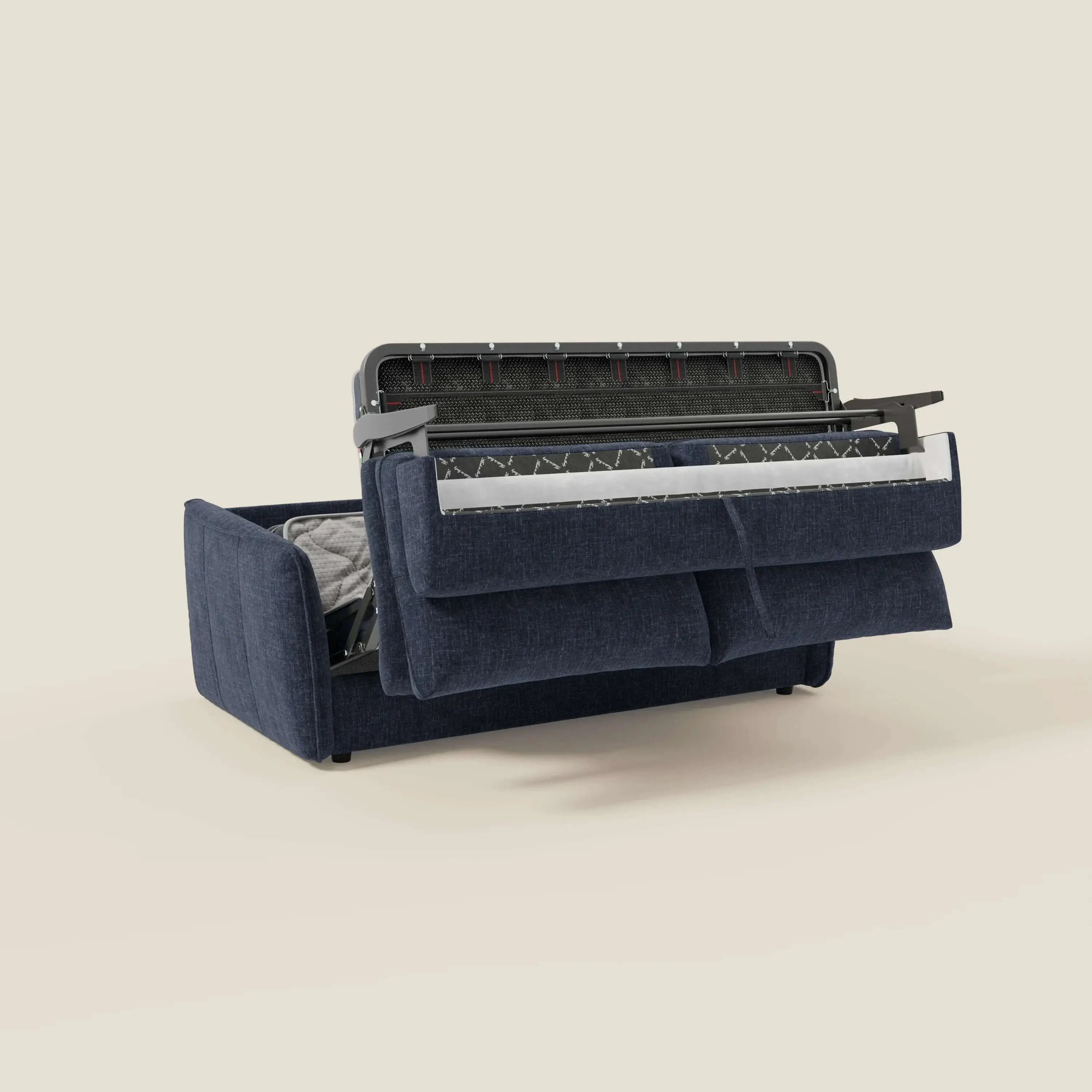 Elios Canapé convertible avec coussins de dossier souples en tissu détachable T24 bleu nuit - Image 10