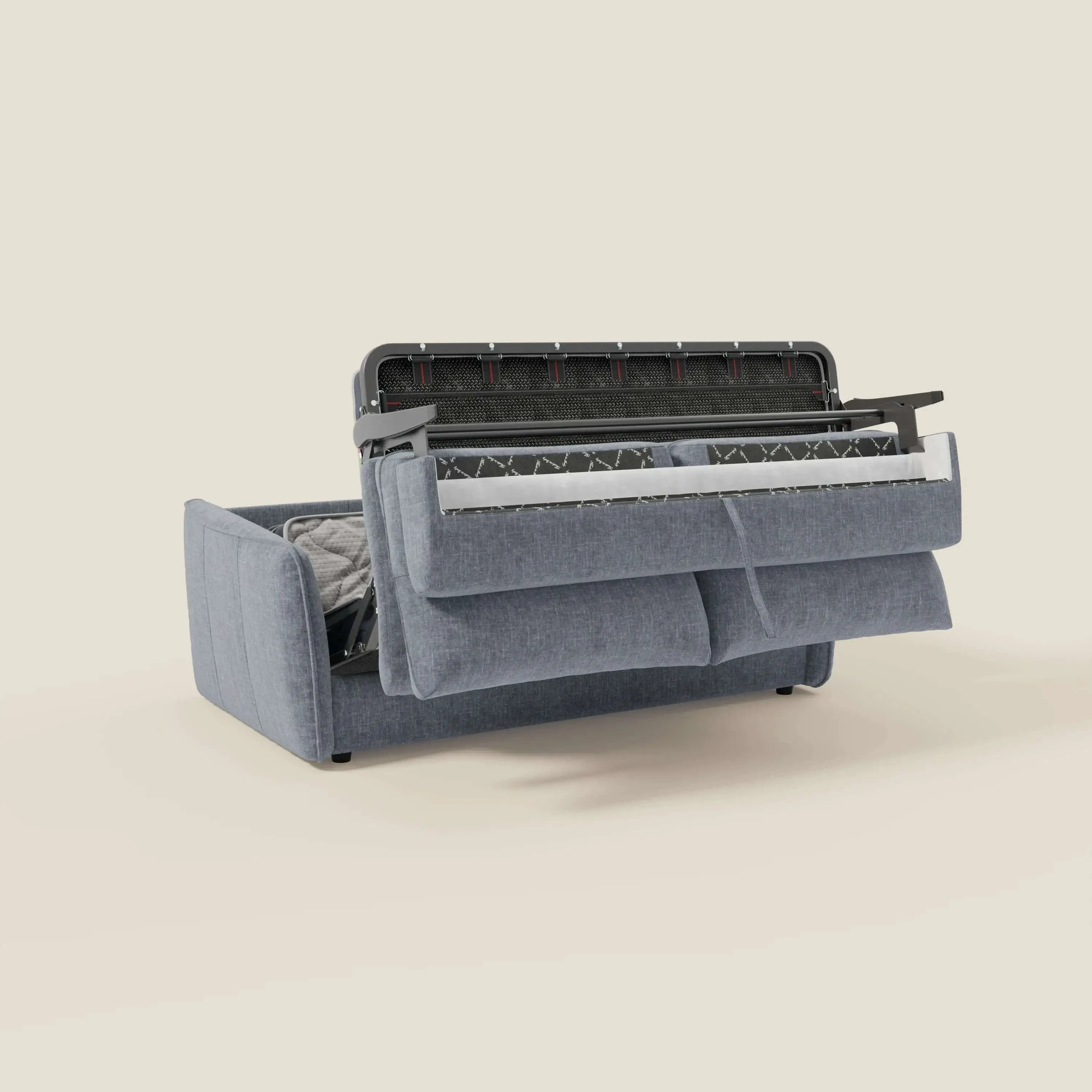 Elios Canapé convertible avec coussins de dossier souples en tissu détachable T24 bleu pastel - Image 10