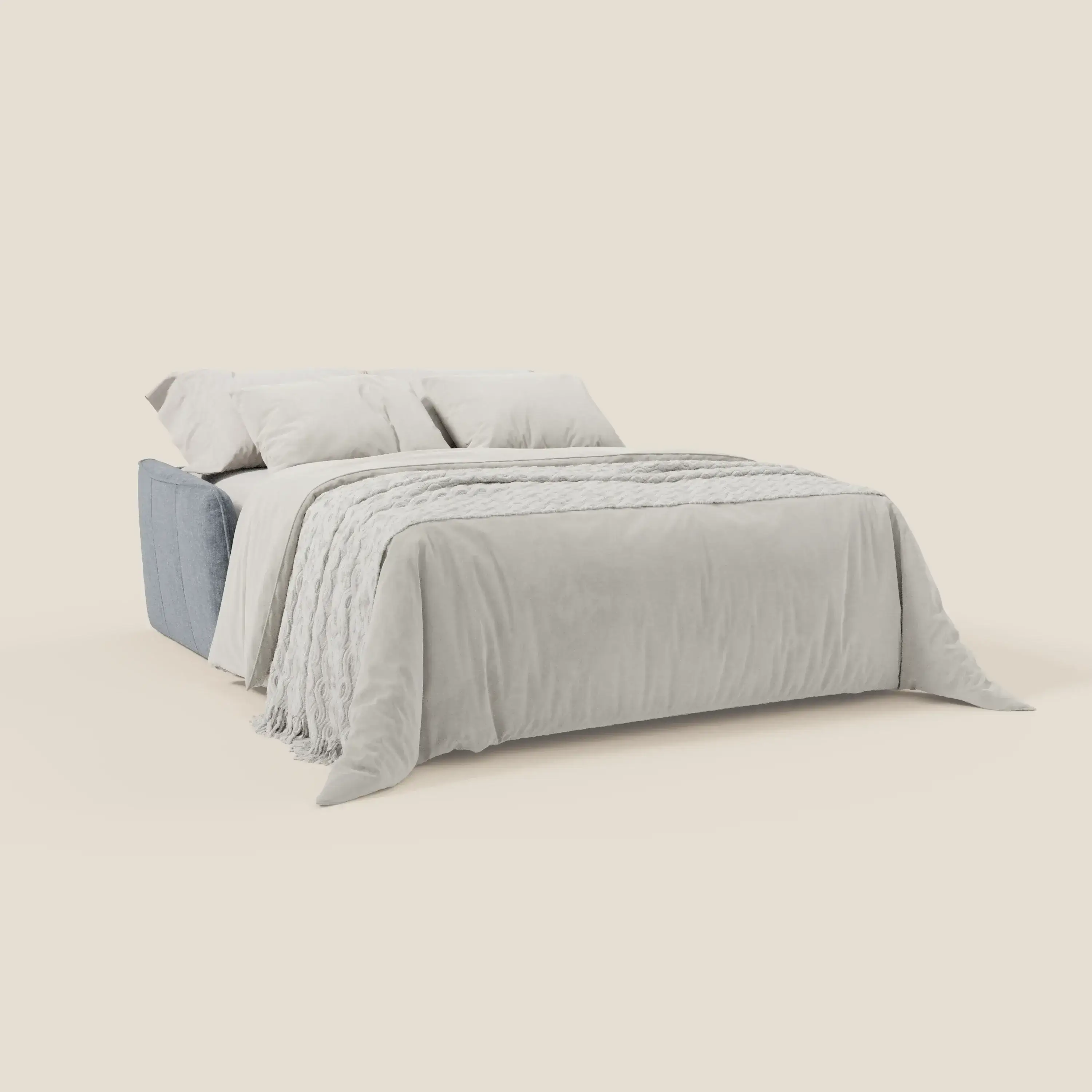 Elios Canapé convertible avec coussins de dossier souples en tissu détachable T24 bleu pastel - Image 2