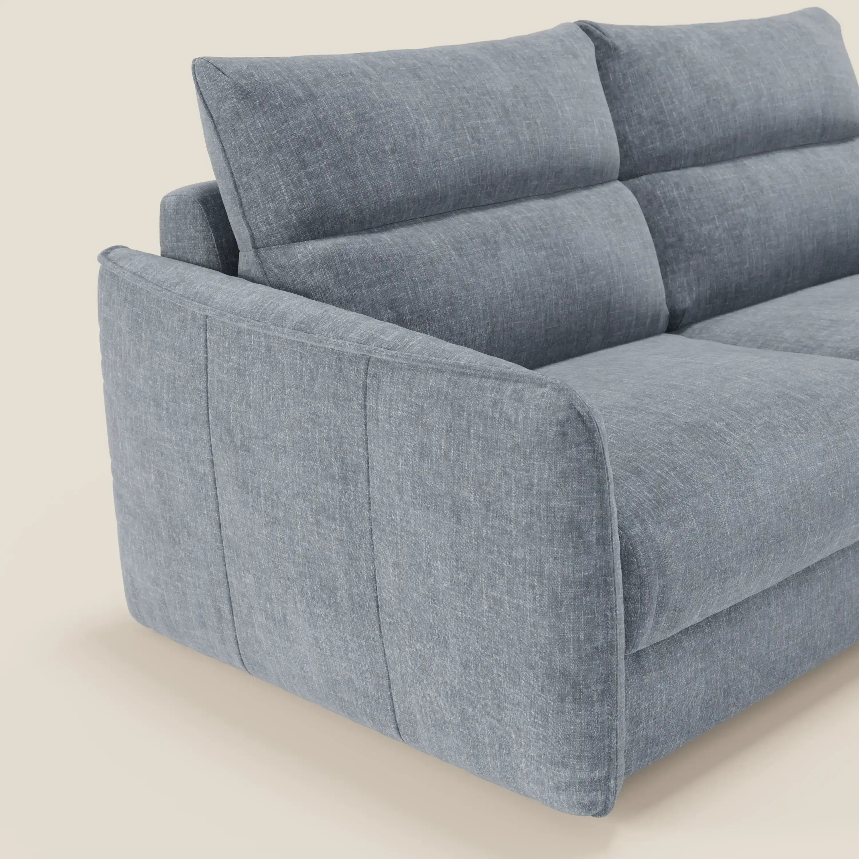 Elios Canapé convertible avec coussins de dossier souples en tissu détachable T24 bleu pastel - Image 6