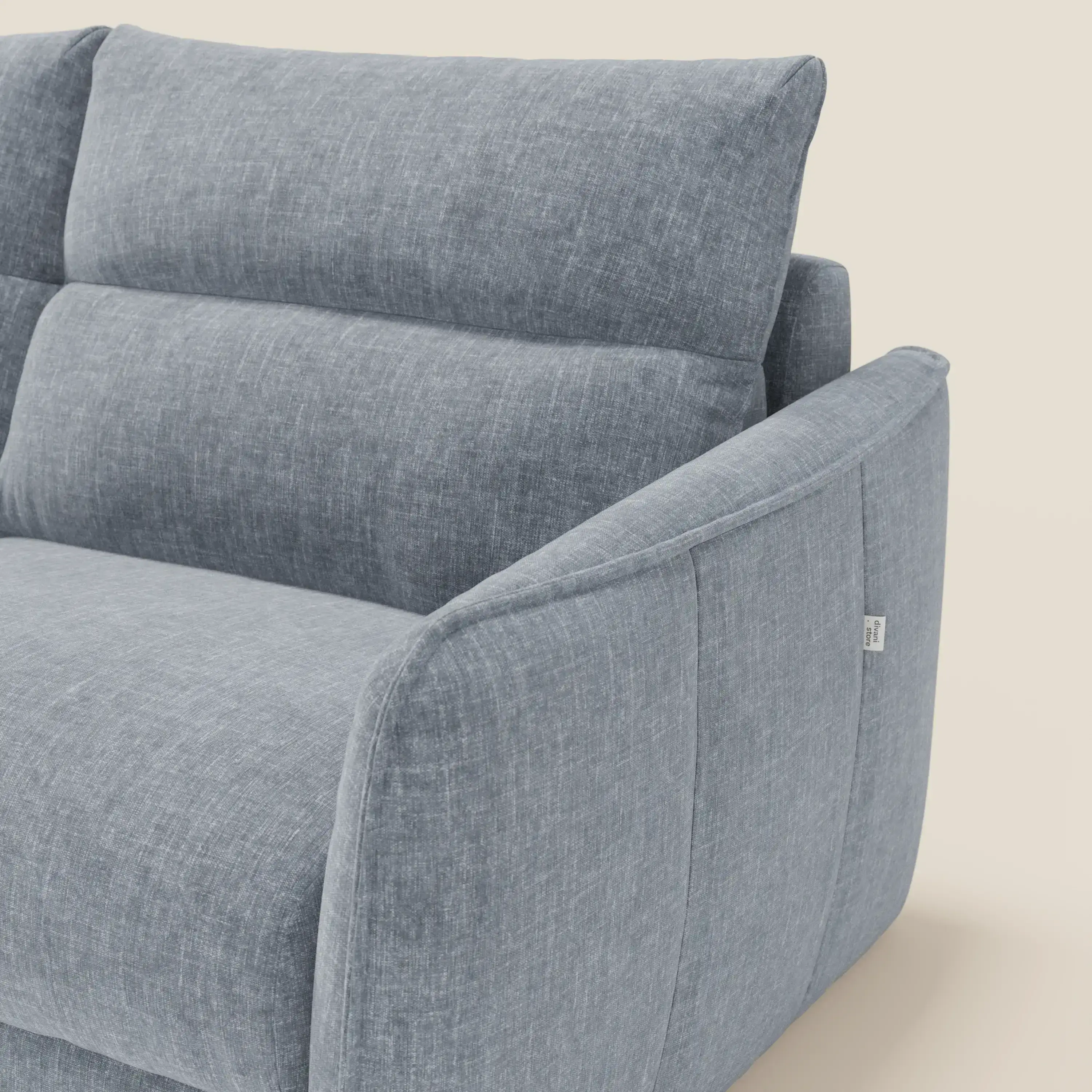 Elios Canapé convertible avec coussins de dossier souples en tissu détachable T24 bleu pastel - Image 7