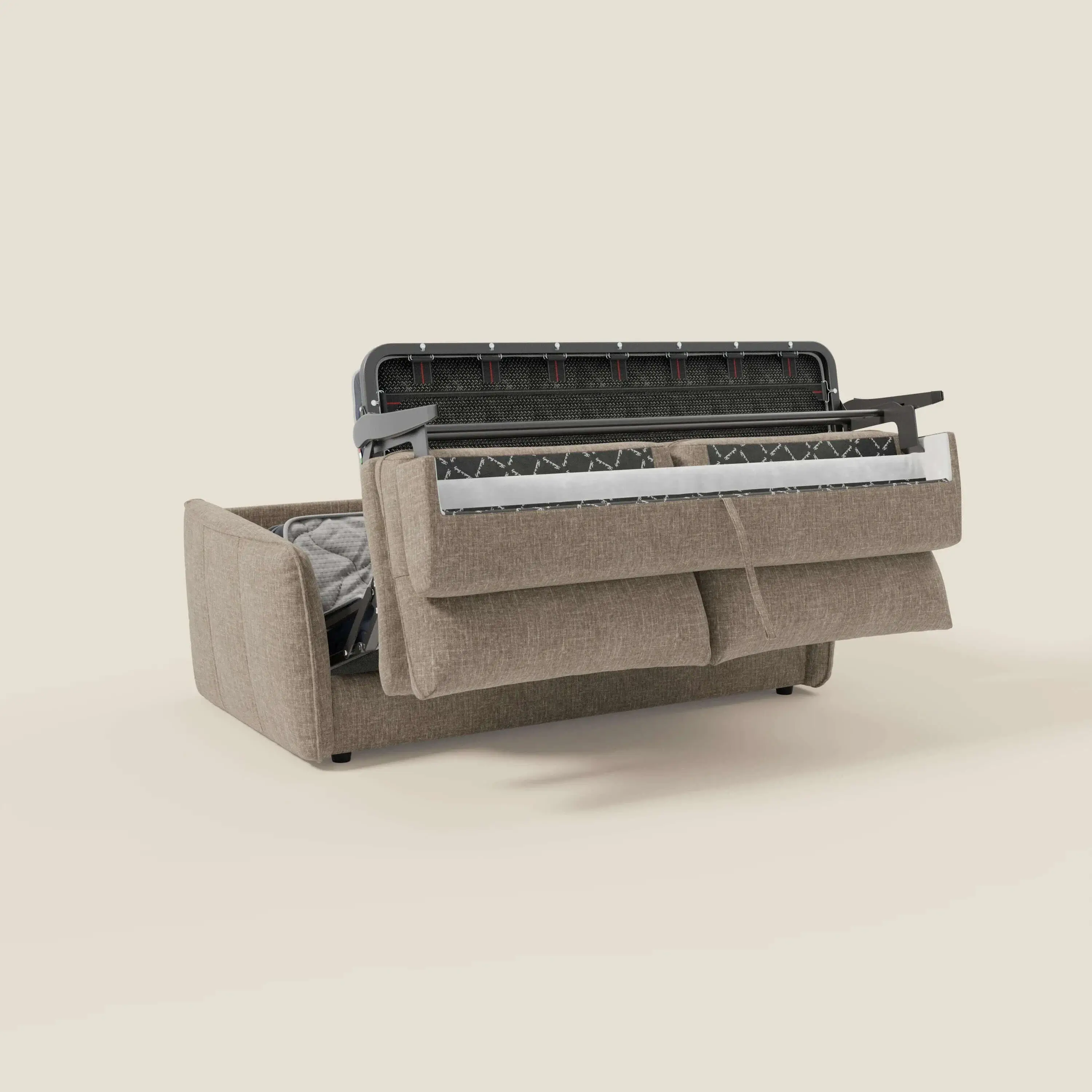 Elios Canapé convertible avec coussins de dossier souples en tissu détachable T24 brun taupe - Image 10