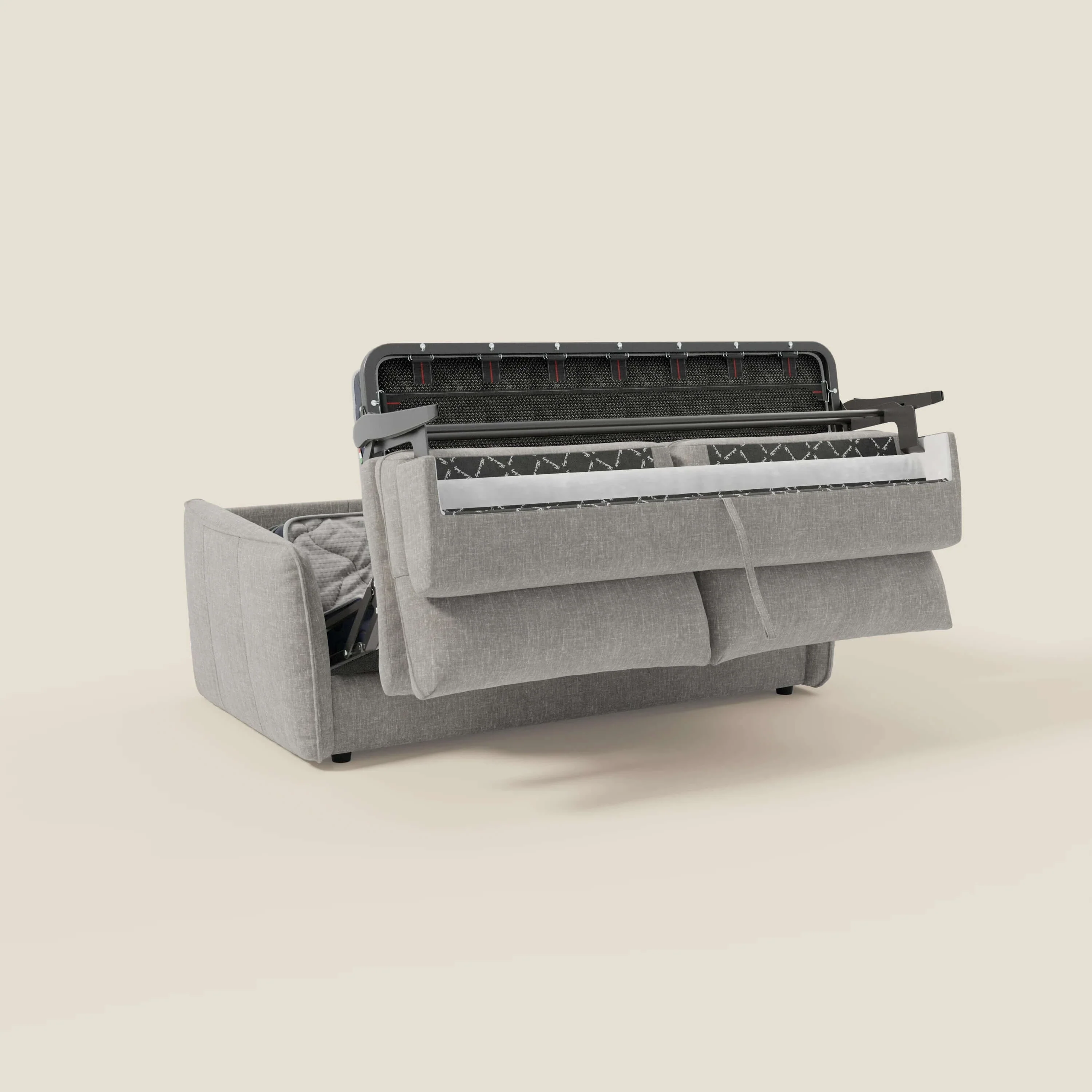 Elios Canapé convertible avec coussins de dossier souples en tissu détachable T24 gris - Image 10