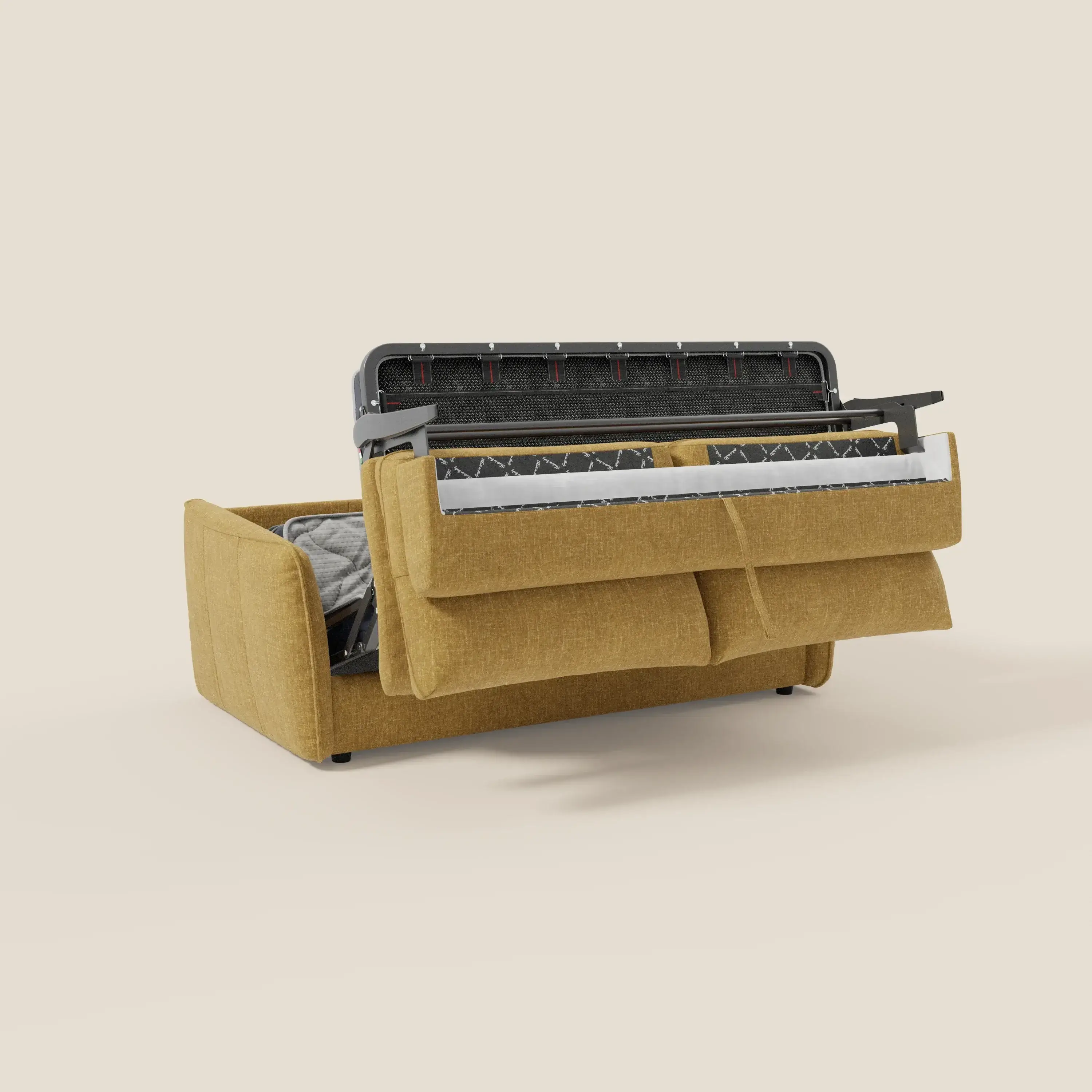 Elios Canapé convertible avec coussins de dossier souples en tissu détachable T24 jaune - Image 10