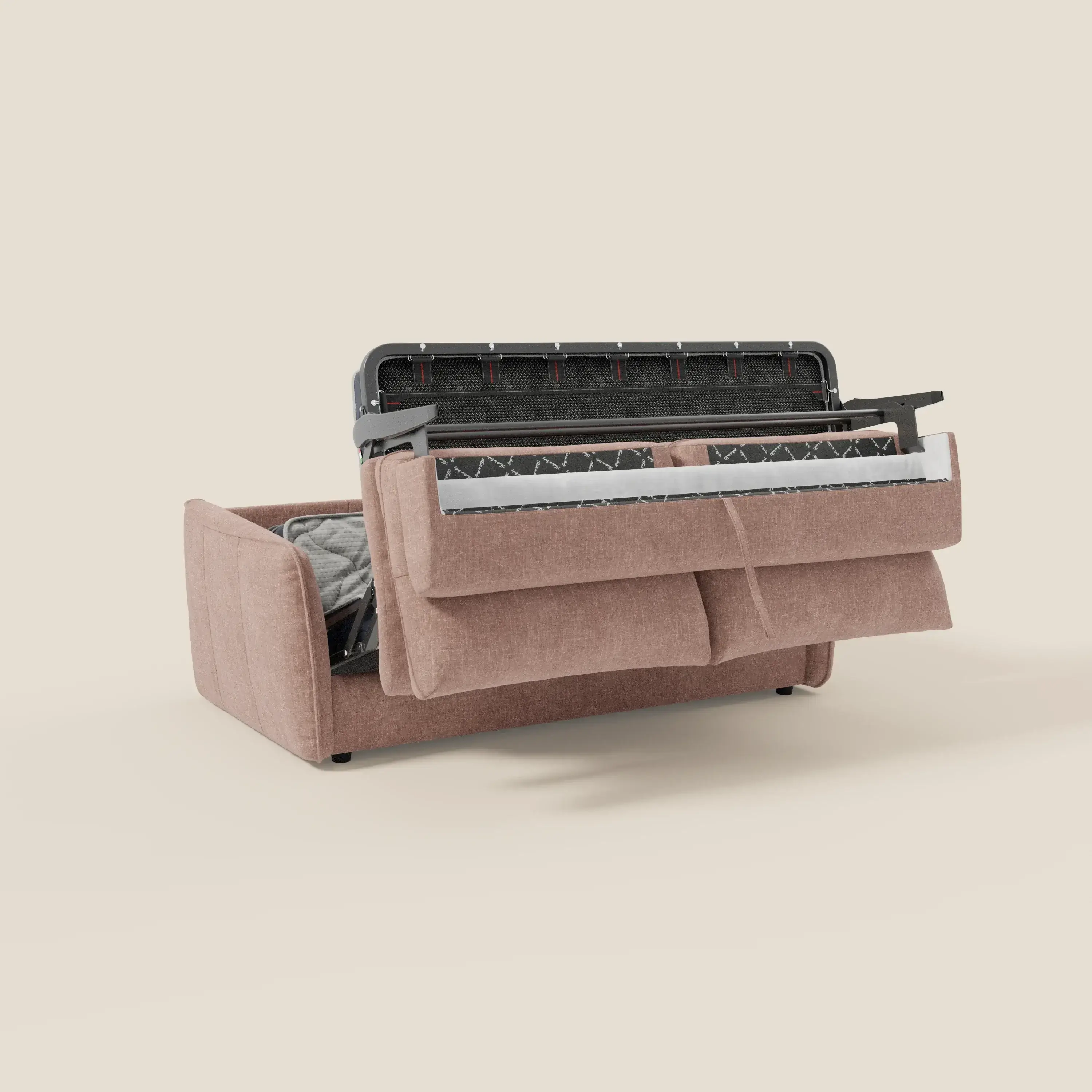 Elios Canapé convertible avec coussins de dossier souples en tissu détachable T24 rose poudré - Image 10