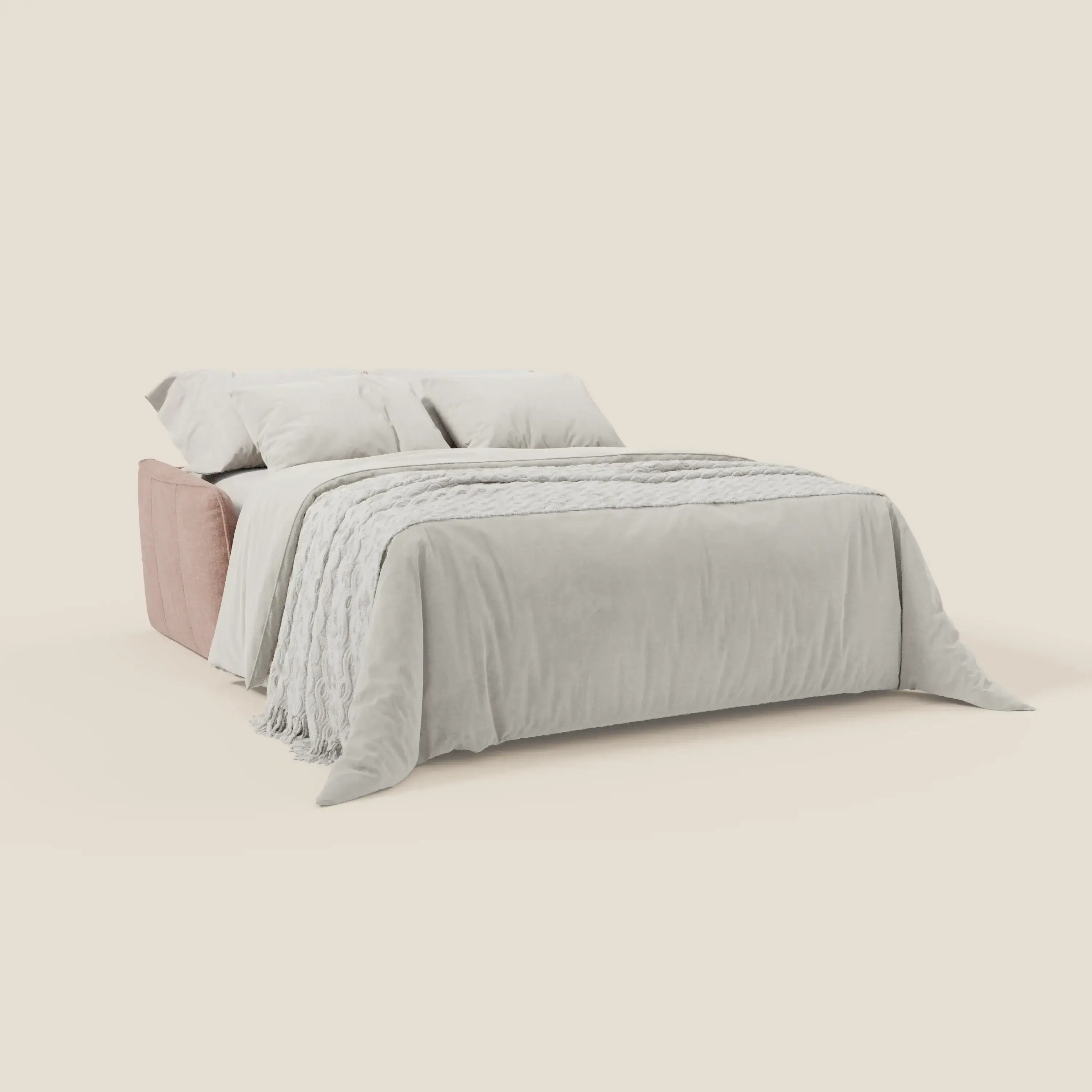 Elios Canapé convertible avec coussins de dossier souples en tissu détachable T24 rose poudré - Image 2