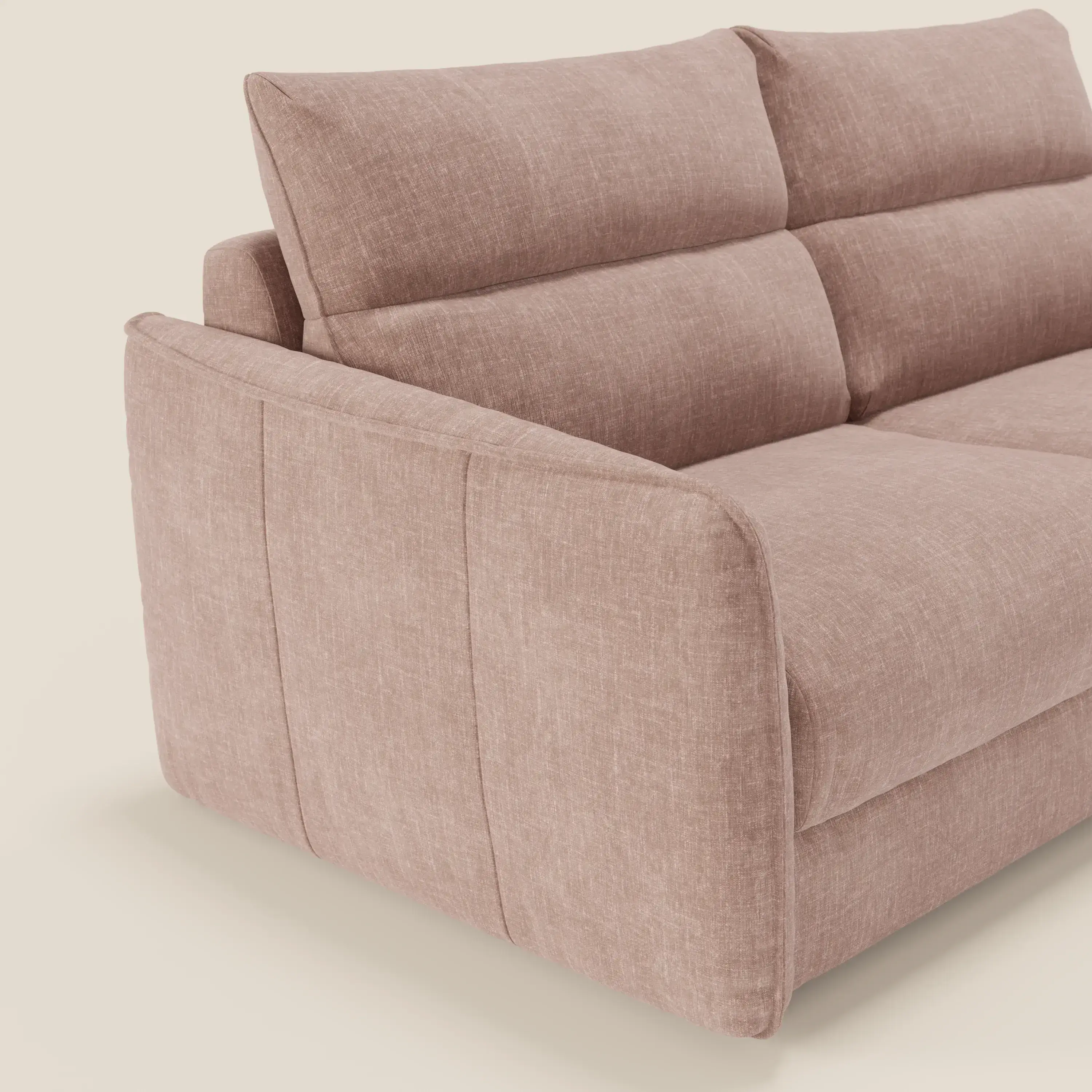Elios Canapé convertible avec coussins de dossier souples en tissu détachable T24 rose poudré - Image 6