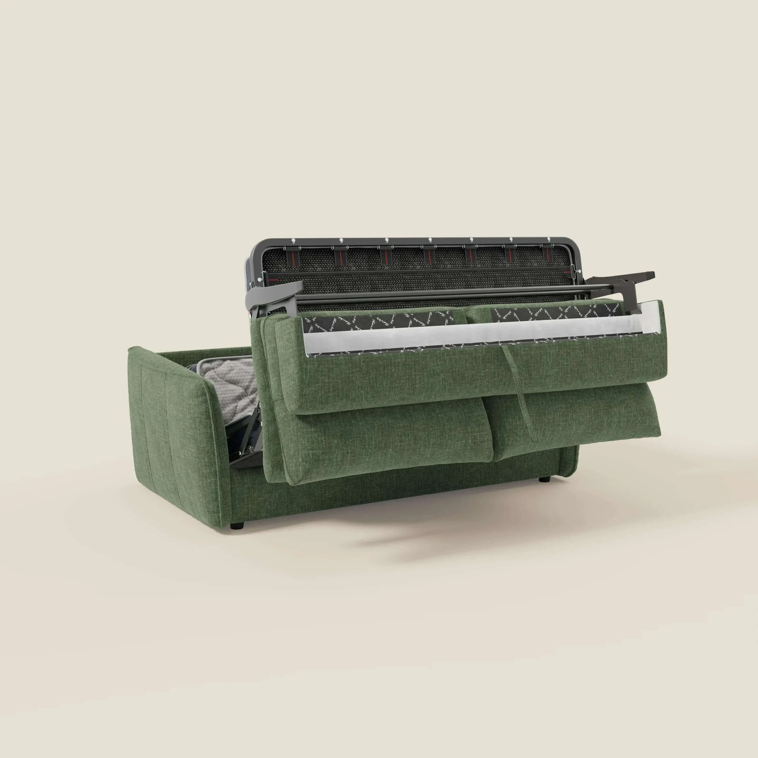 Elios Canapé convertible avec coussins de dossier souples en tissu détachable T24 vert olive - Image 10