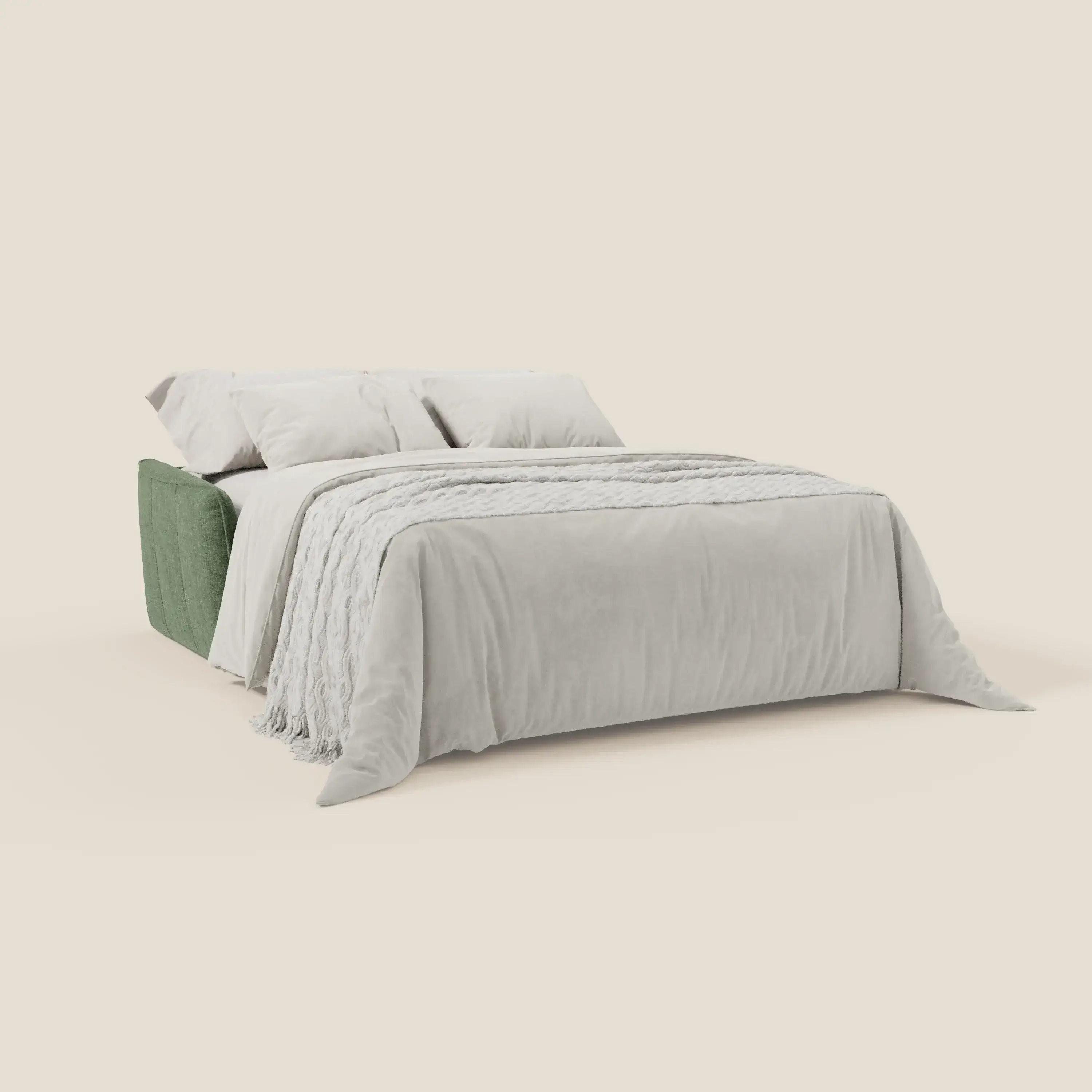 Elios Canapé convertible avec coussins de dossier souples en tissu détachable T24 vert olive - Image 2