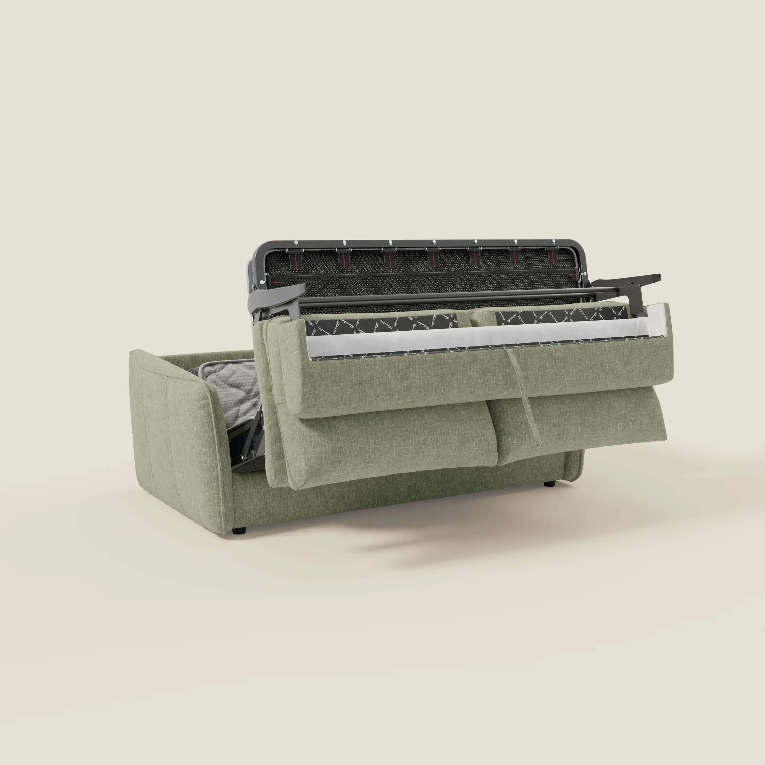 Elios Canapé convertible avec coussins de dossier souples en tissu détachable T24 vert sauge - Image 10