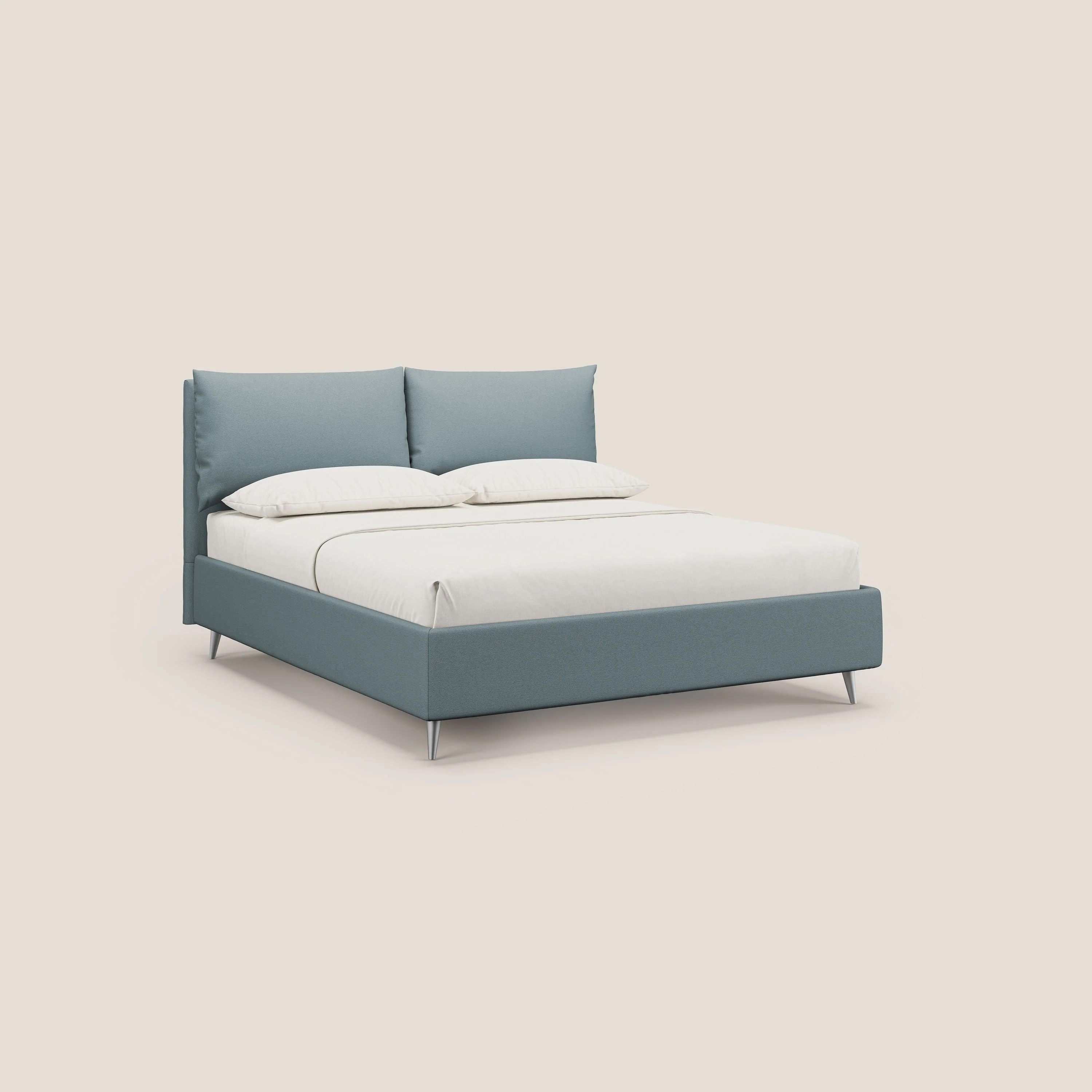 Elsa lit rembourré avec coffre de rangement en tissu détachable T05 bleu gris