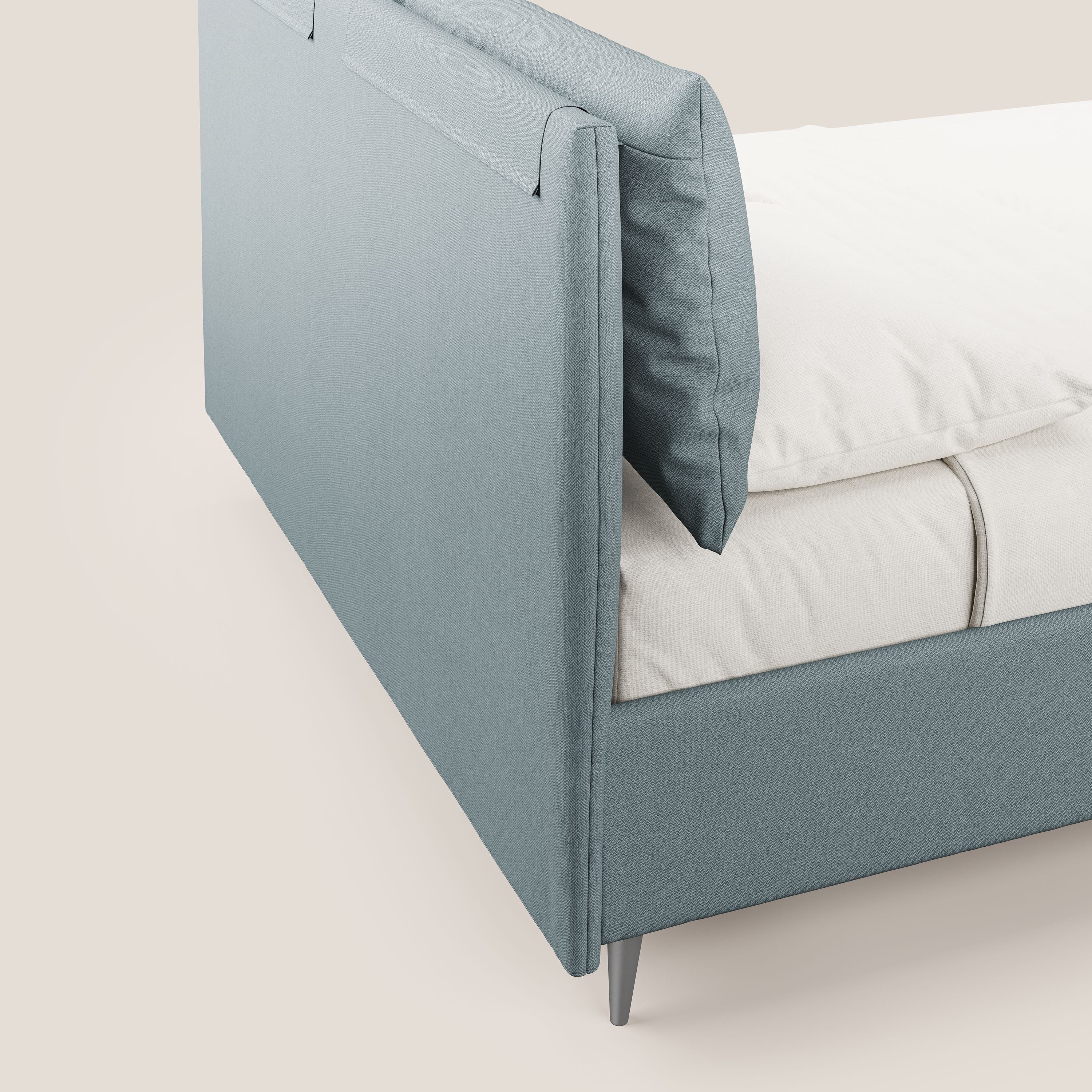 Elsa lit rembourré avec coffre de rangement en tissu détachable T05 bleu gris - Image 7
