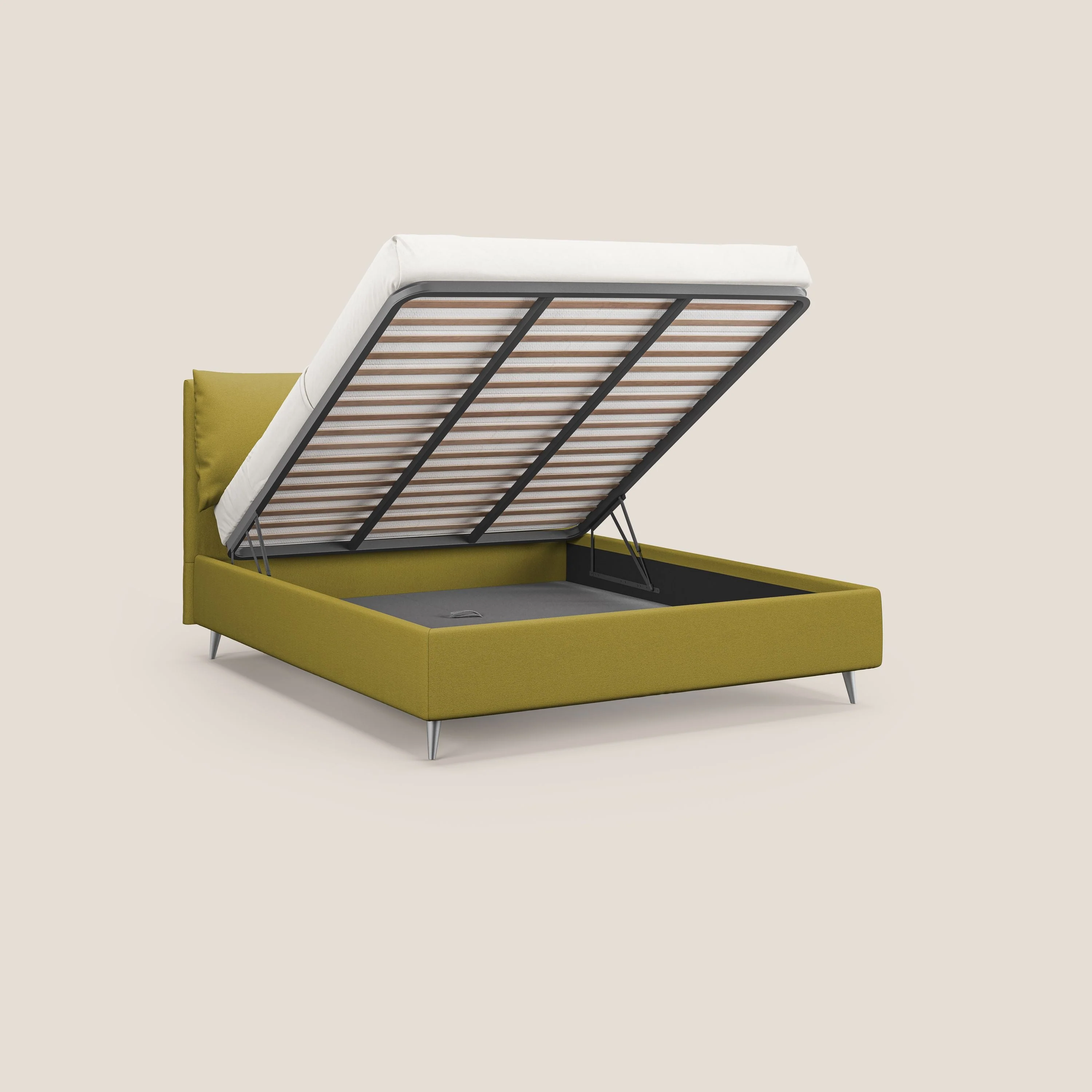 Elsa lit rembourré avec coffre de rangement en tissu détachable T05 jaune - Image 2