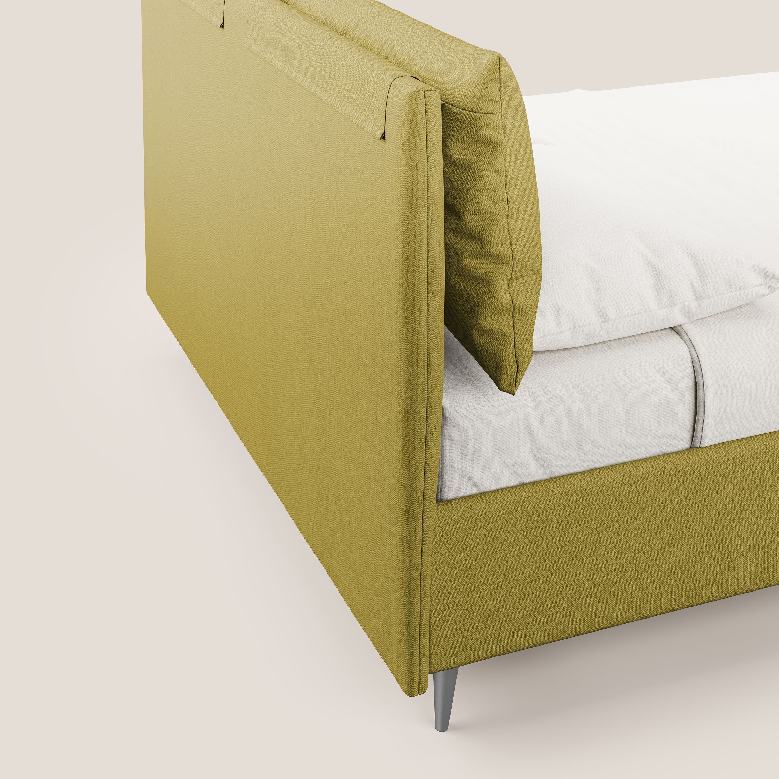 Elsa lit rembourré avec coffre de rangement en tissu détachable T05 jaune - Image 7