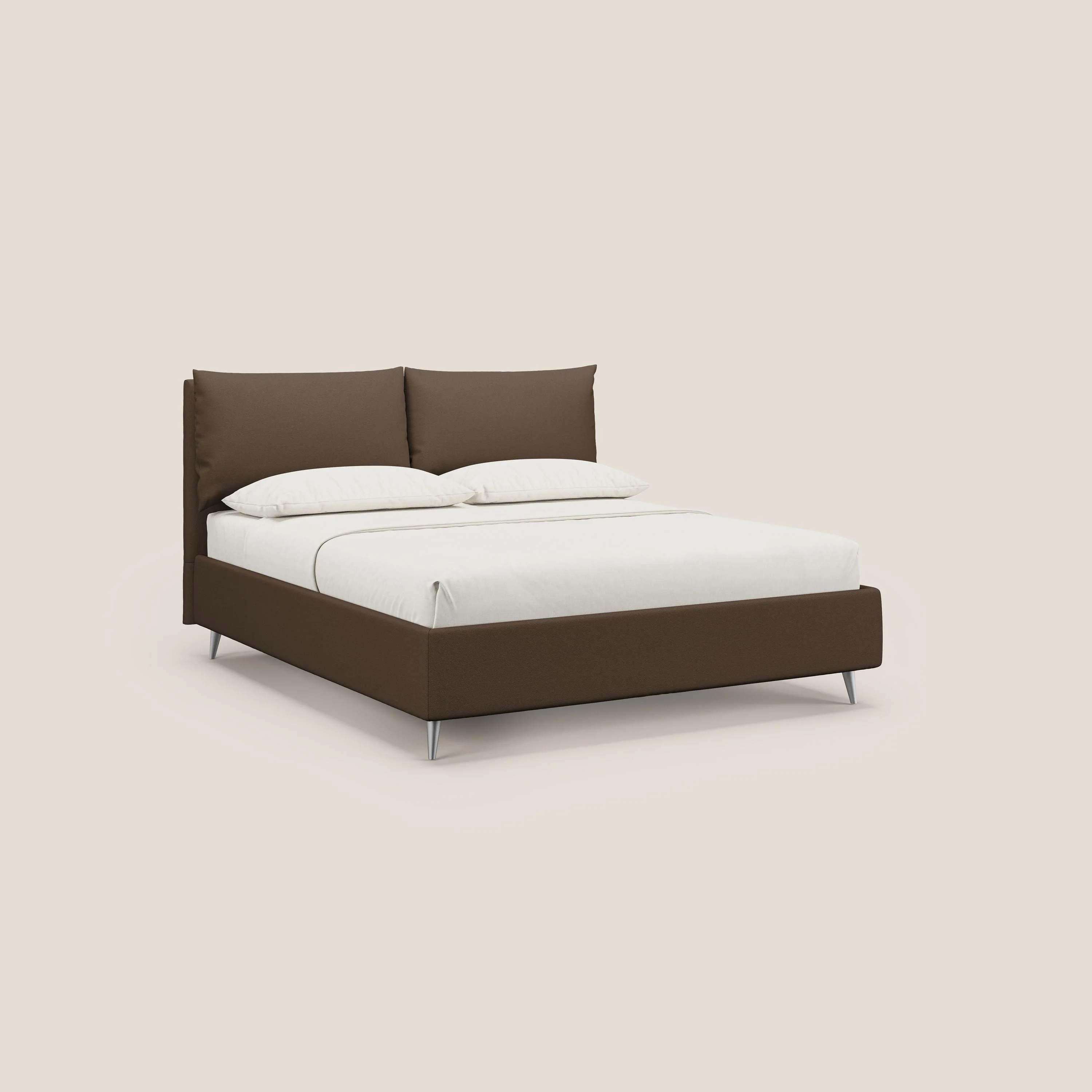 Elsa lit rembourré avec coffre de rangement en tissu détachable T05 marron