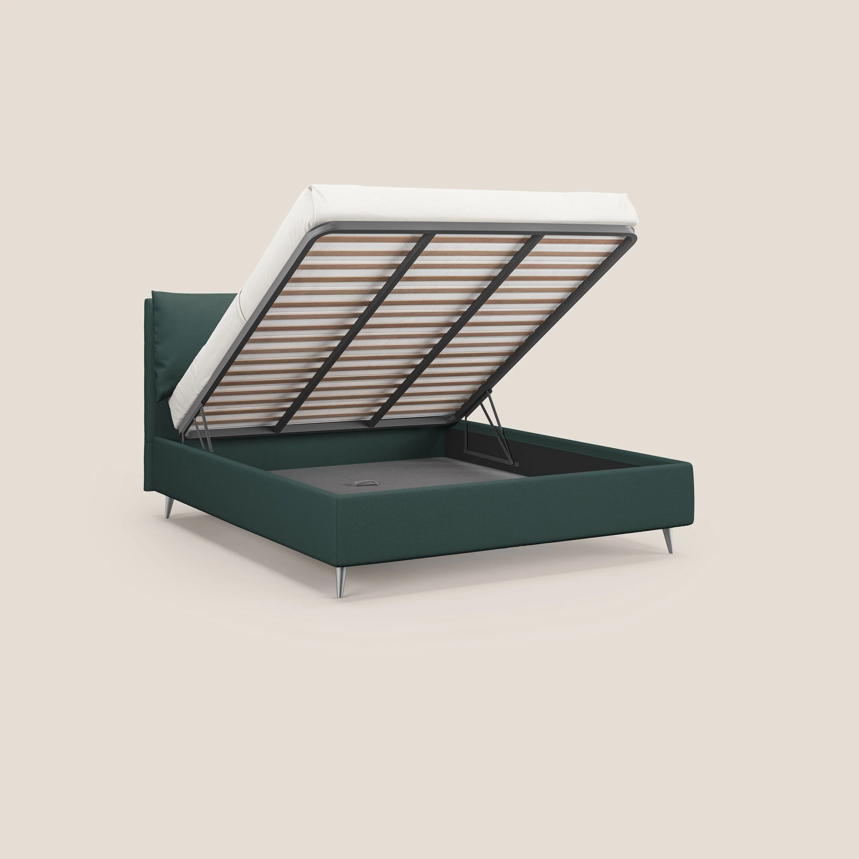Elsa lit rembourré avec coffre de rangement en tissu détachable T05 vert - Image 2