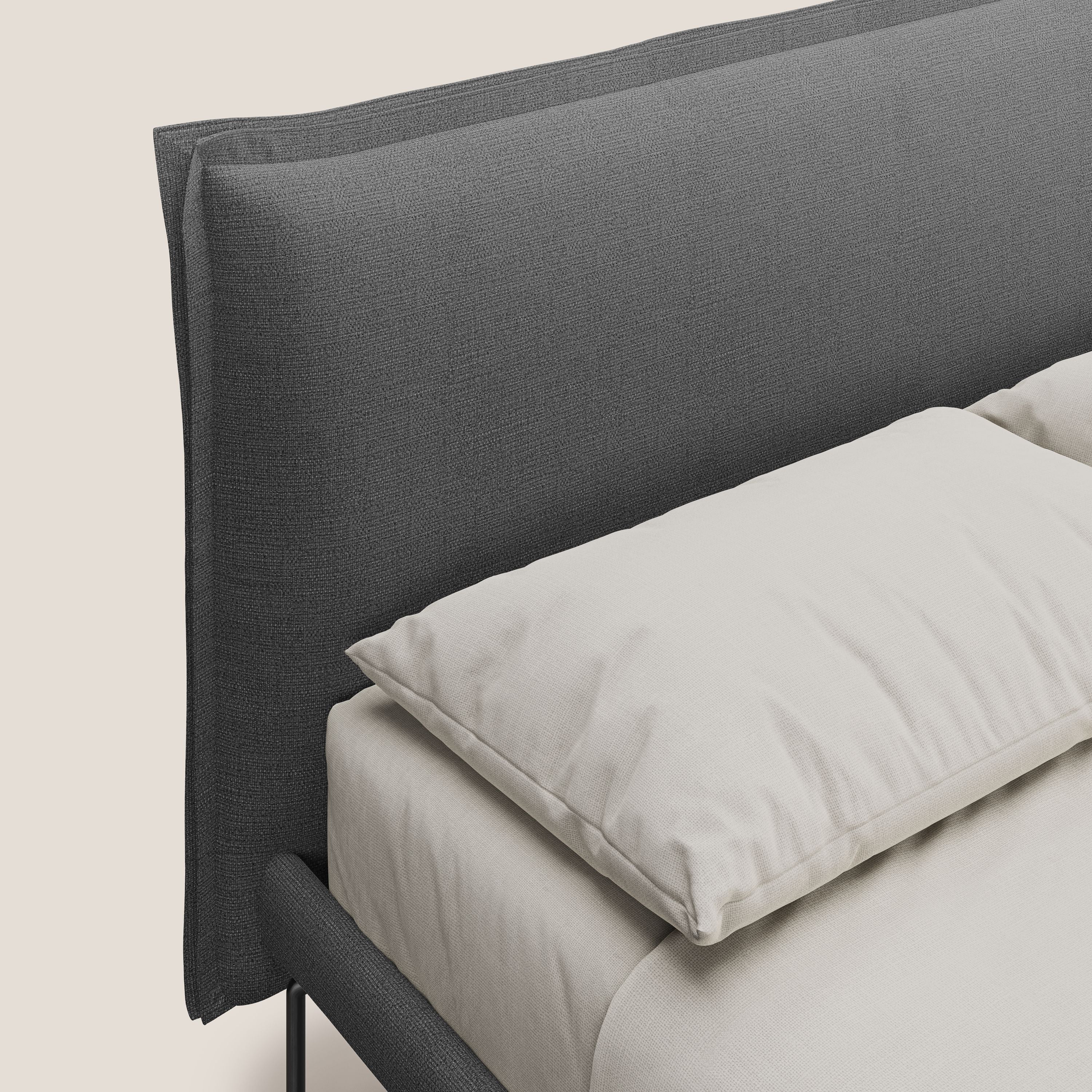 Eric lit rembourré au design minimaliste en tissu imperméable T14 gris - Image 5
