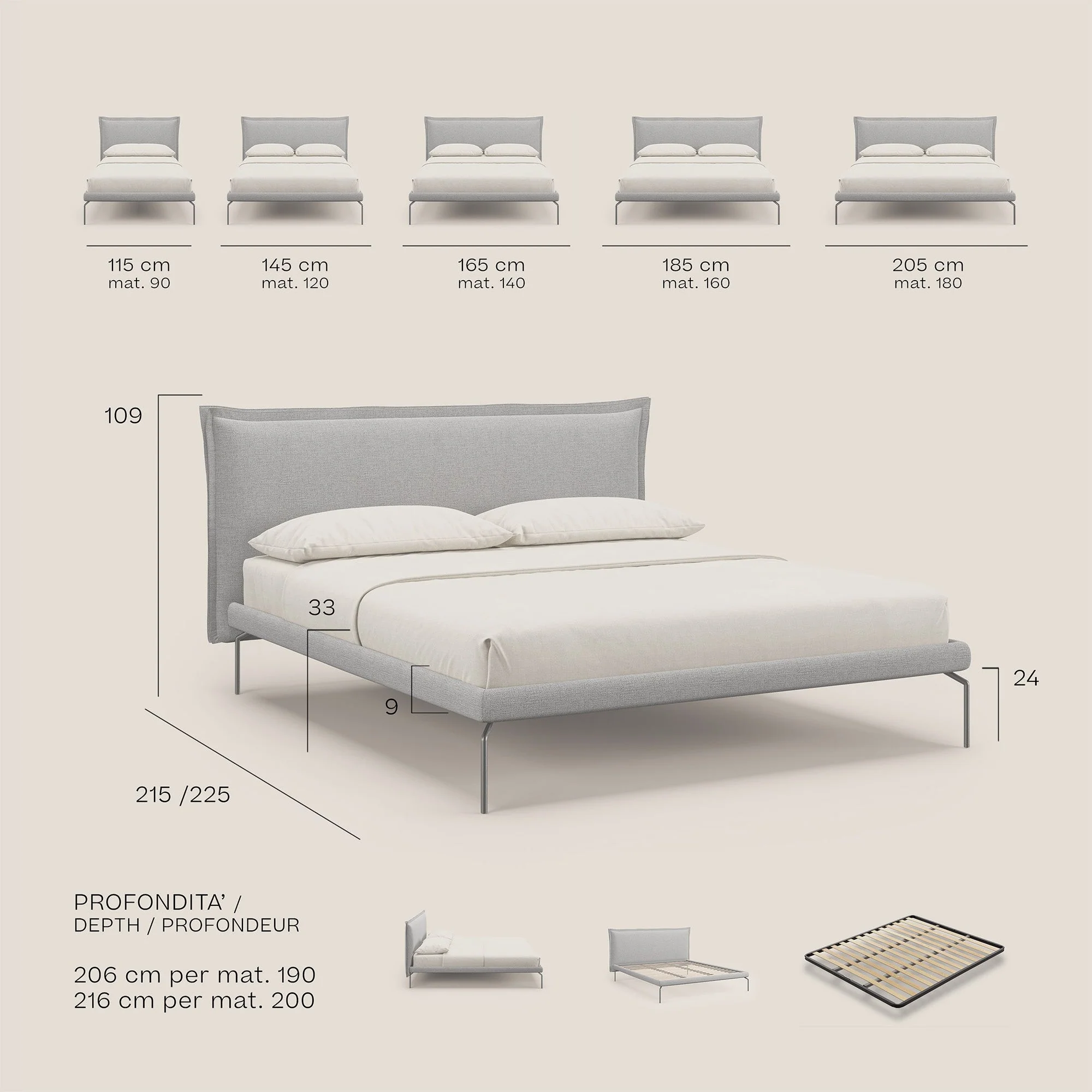 Eric lit rembourré au design minimaliste en tissu imperméable T14 vert - Image 9