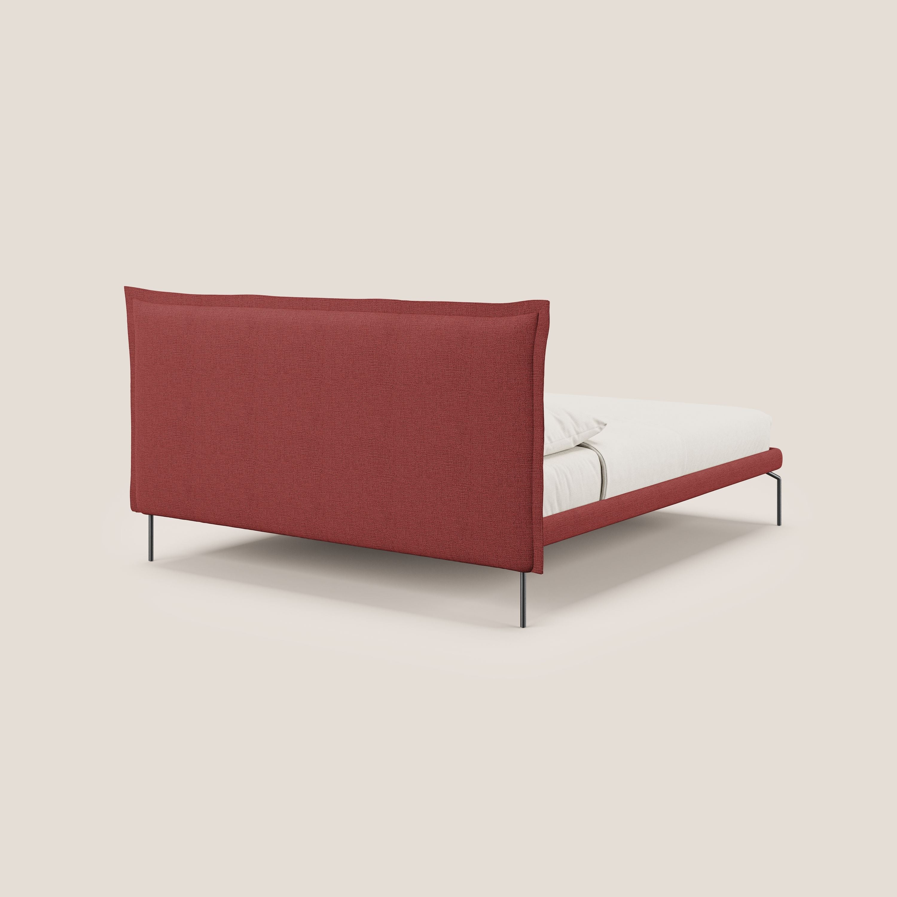 Eric lit rembourré au design minimaliste pour matelas 160X200 cm en tissu imperméable T14 rouge - Image 4