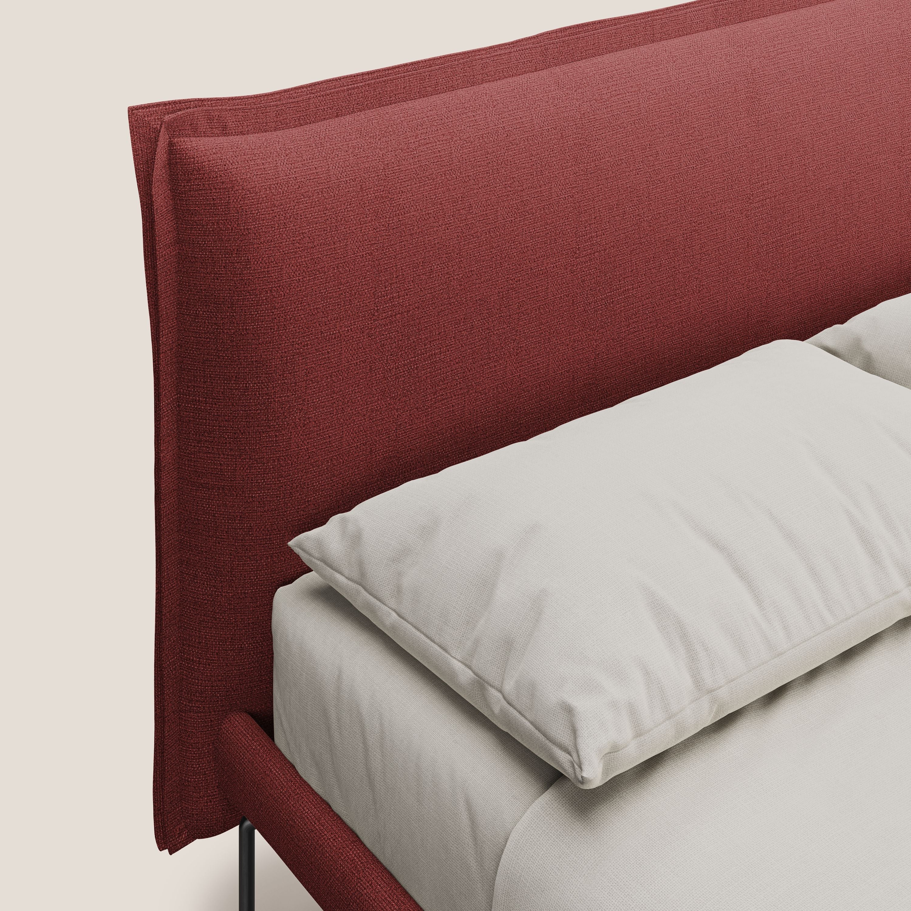 Eric lit rembourré au design minimaliste pour matelas 160X200 cm en tissu imperméable T14 rouge - Image 5