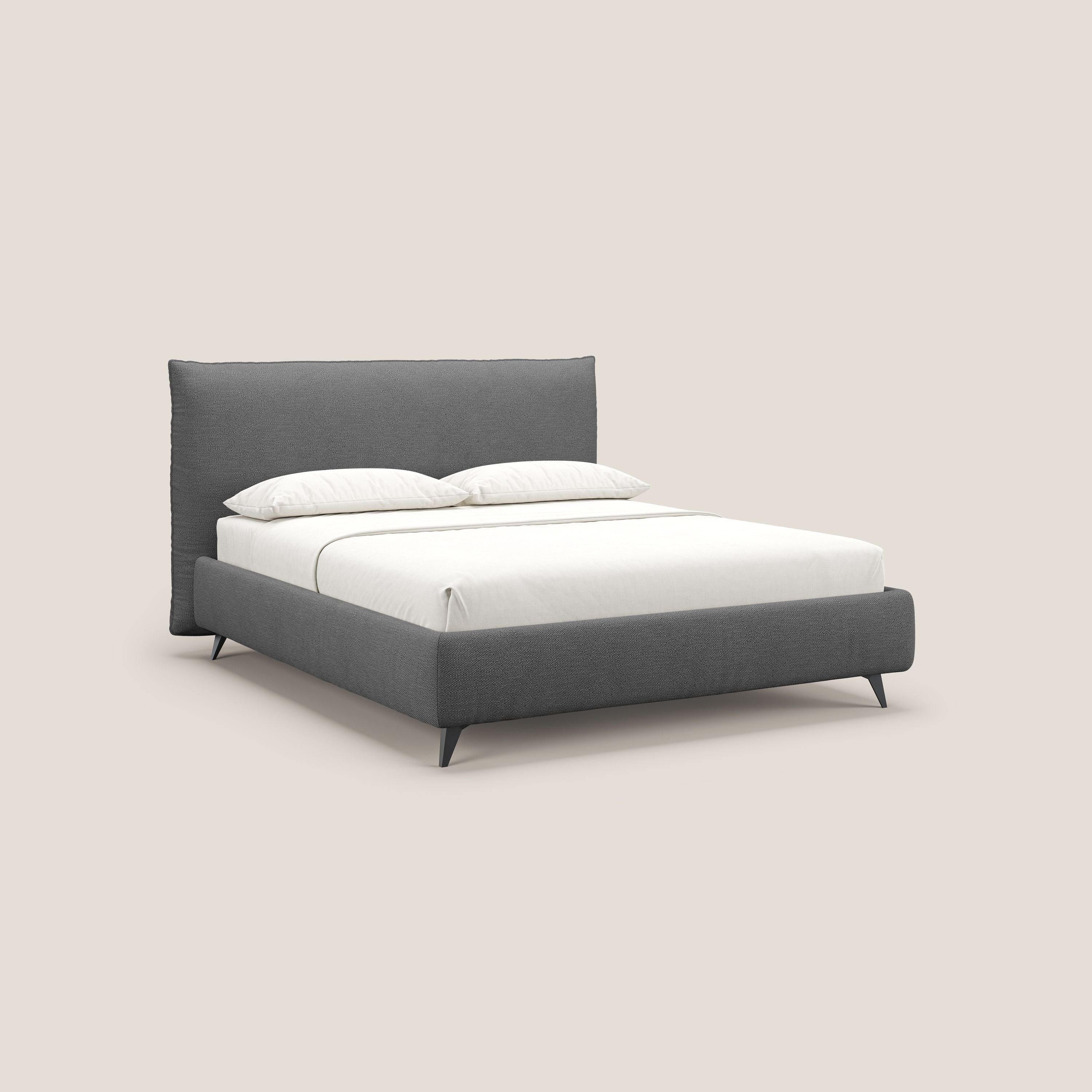 EROS lit rembourré en duvet d'oie avec coffre de rangement en bouclette précieuse détachable T16 anthracite