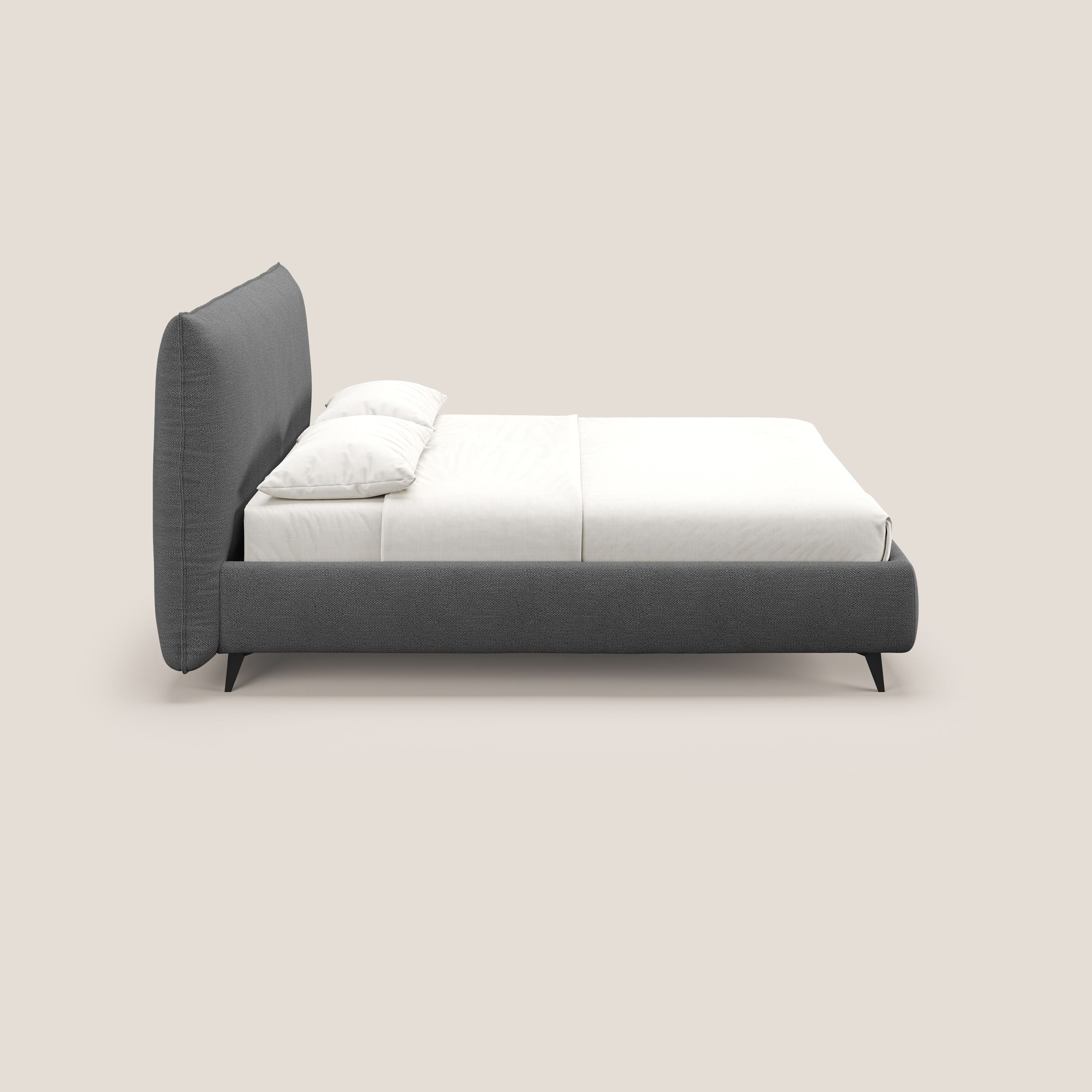 EROS lit rembourré en duvet d'oie avec coffre de rangement en bouclette précieuse détachable T16 anthracite - Image 4