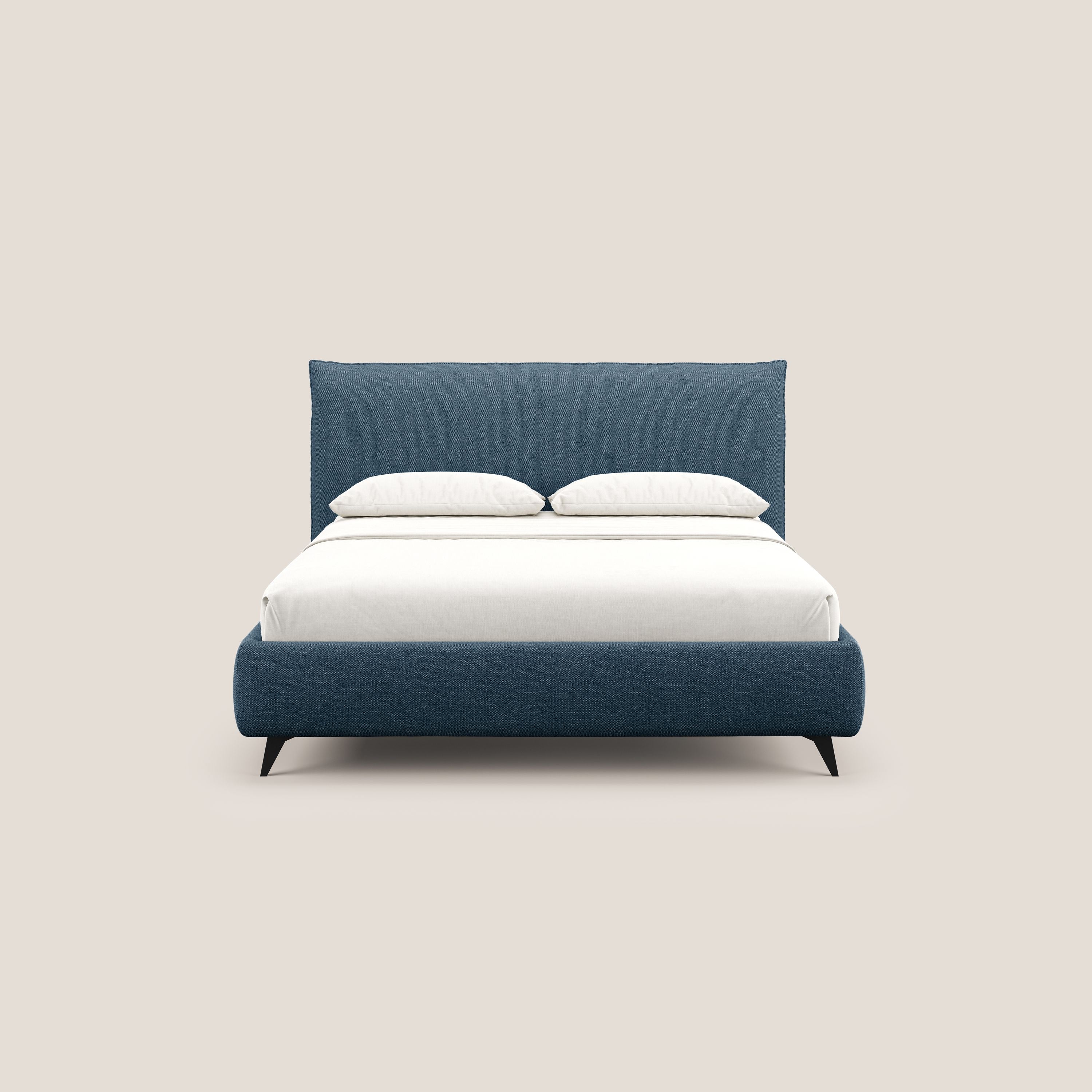EROS lit rembourré en duvet d'oie avec coffre de rangement en bouclette précieuse détachable T16 bleu - Image 3