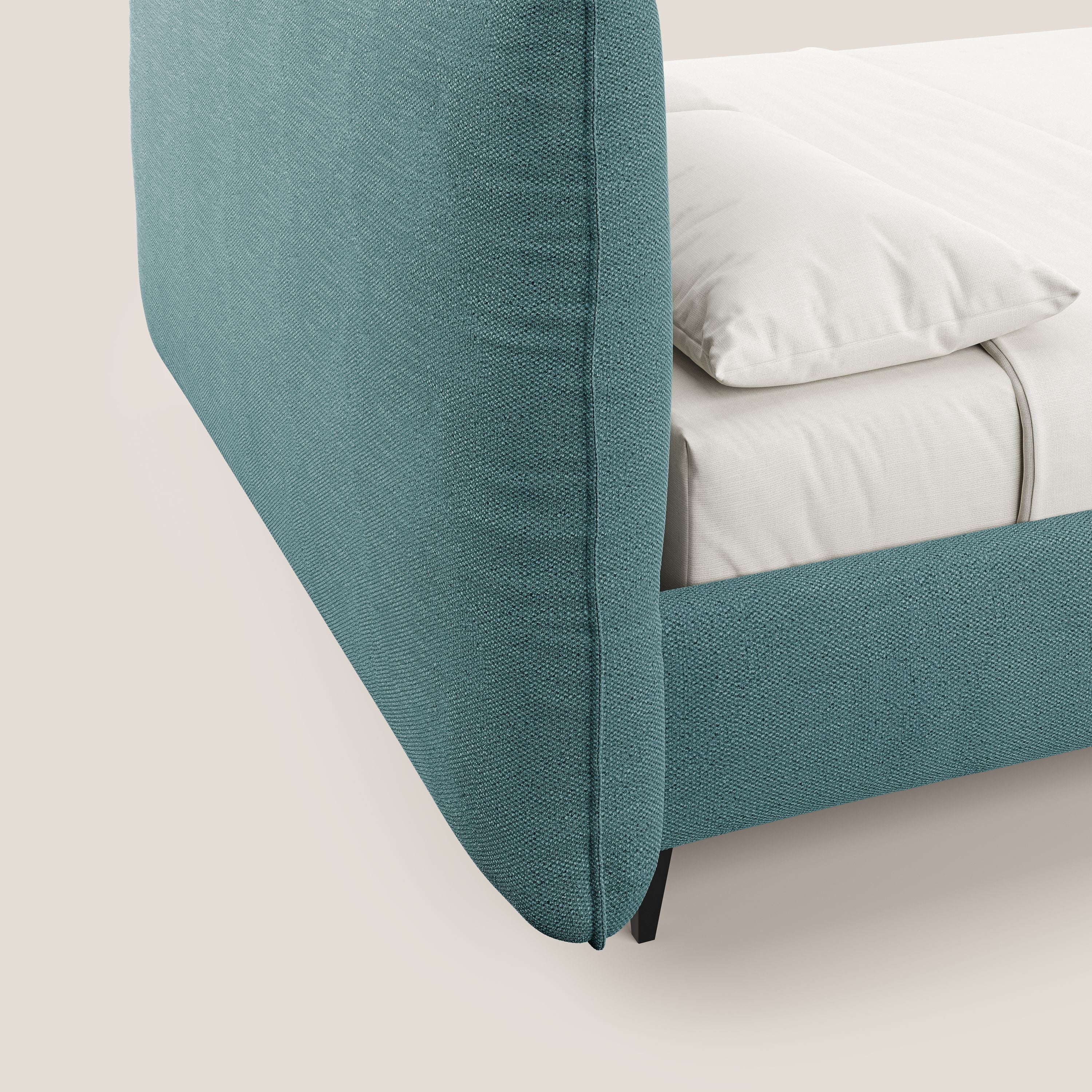 EROS lit rembourré en duvet d'oie avec coffre de rangement en bouclette précieuse détachable T16 bleu ciel - Image 7