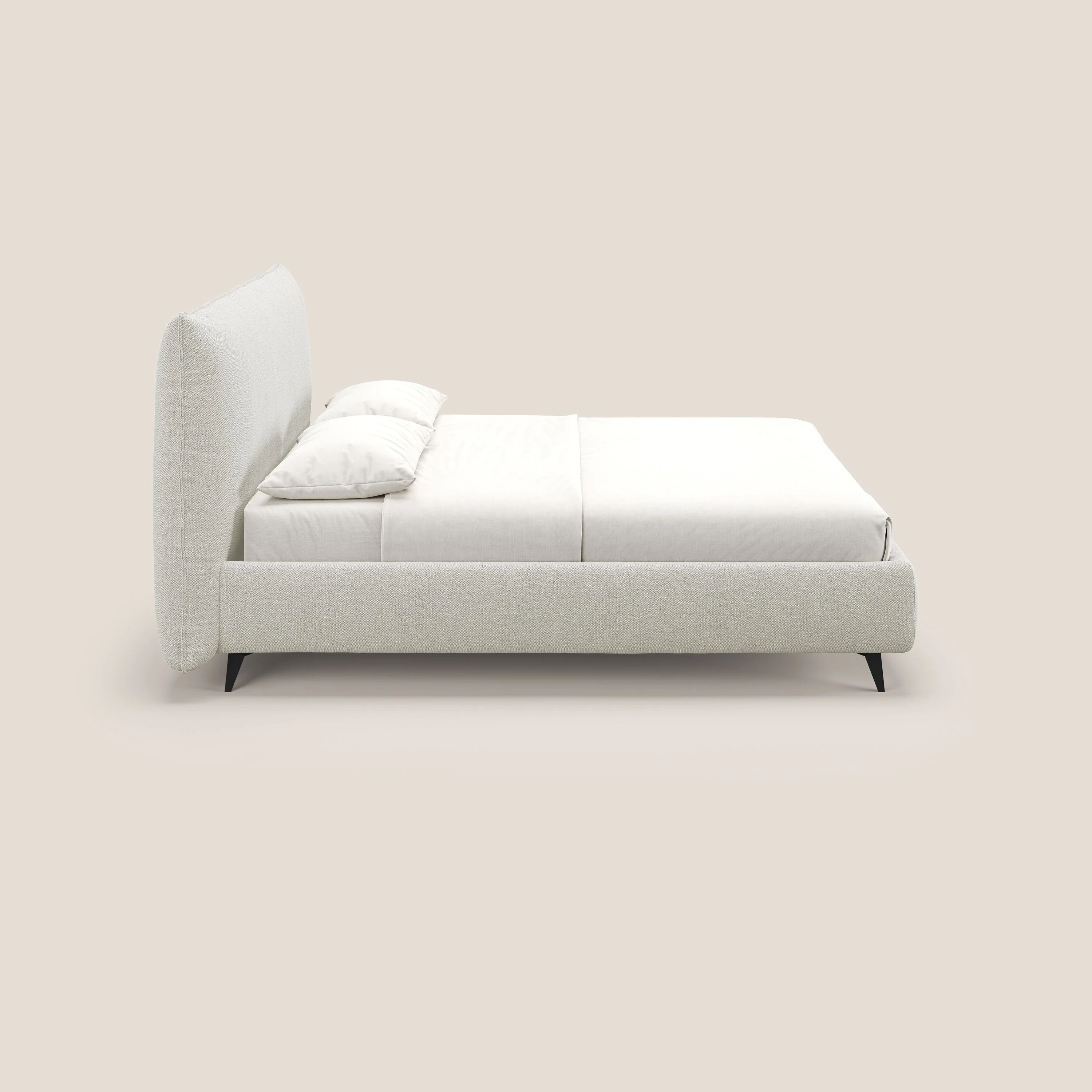 EROS lit rembourré en duvet d'oie avec coffre de rangement en bouclette précieuse détachable T16 crème - Image 5