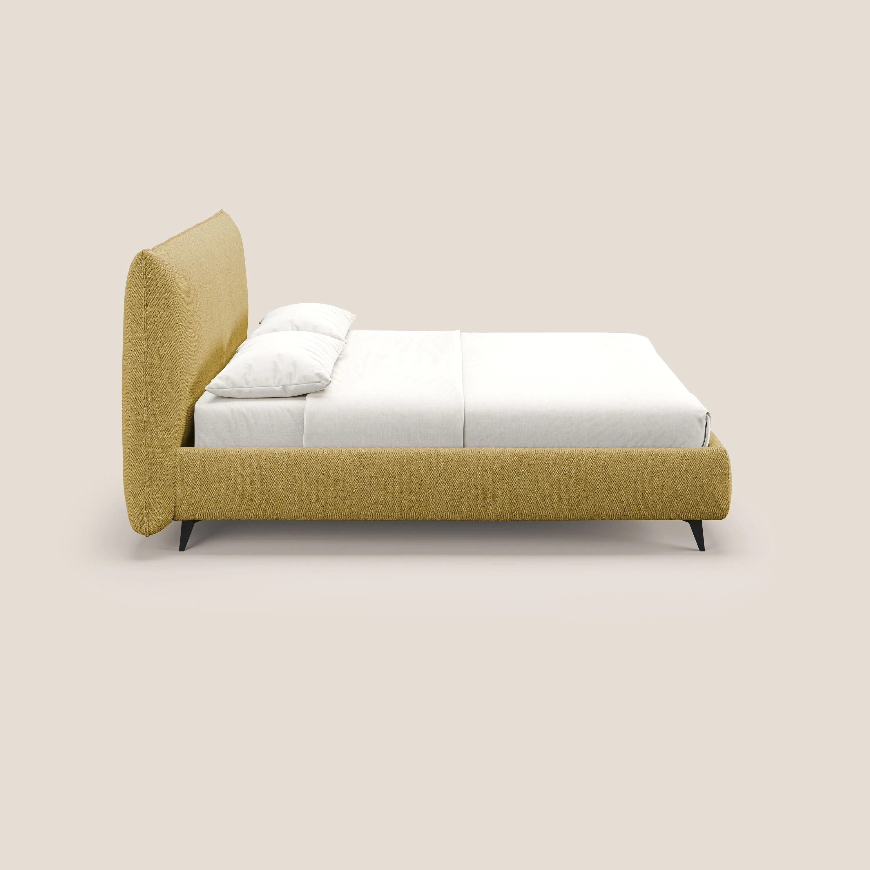 EROS lit rembourré en duvet d'oie avec coffre de rangement en bouclette précieuse détachable T16 jaune - Image 4
