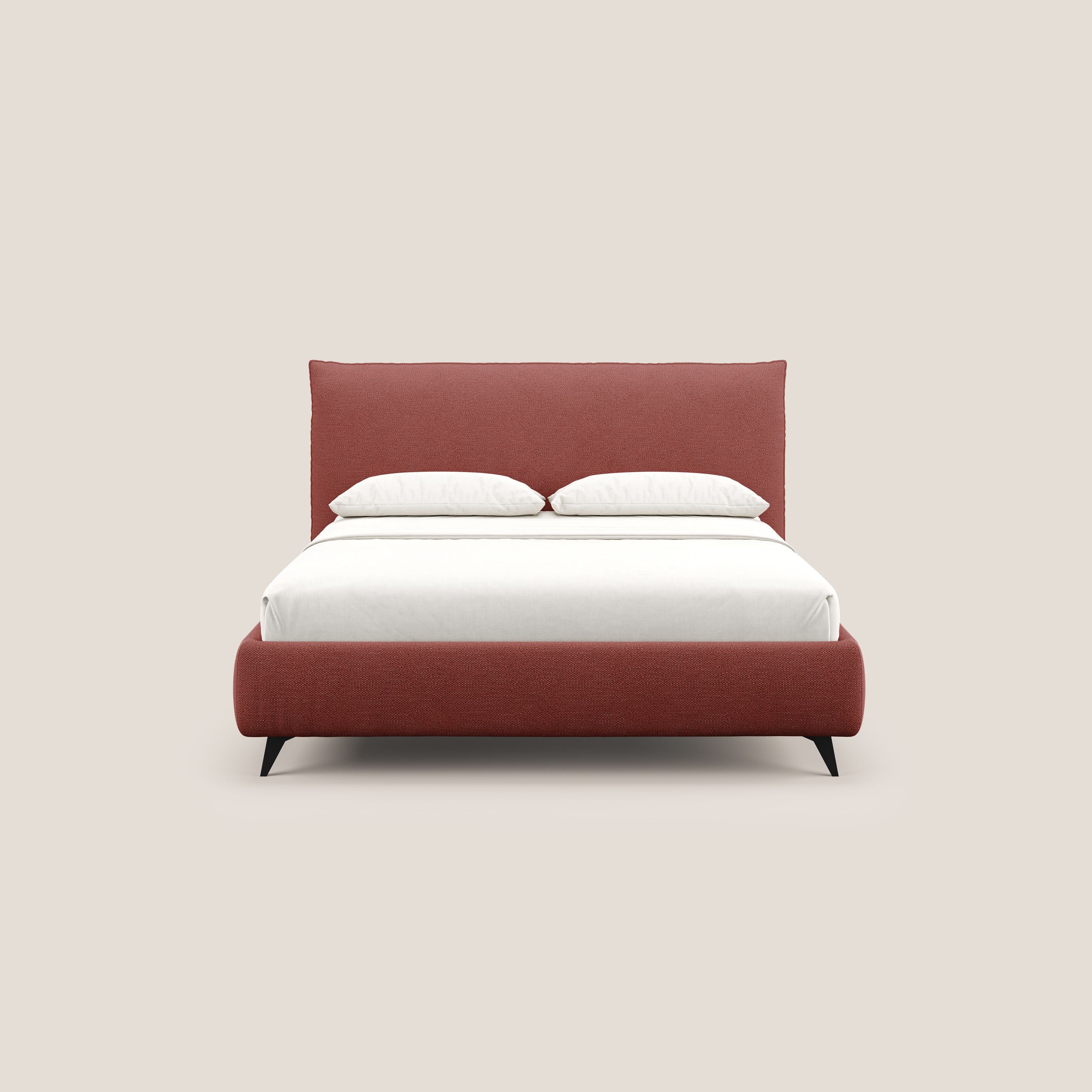 EROS lit rembourré en duvet d'oie avec coffre de rangement en bouclette précieuse détachable T16 rouge - Image 3