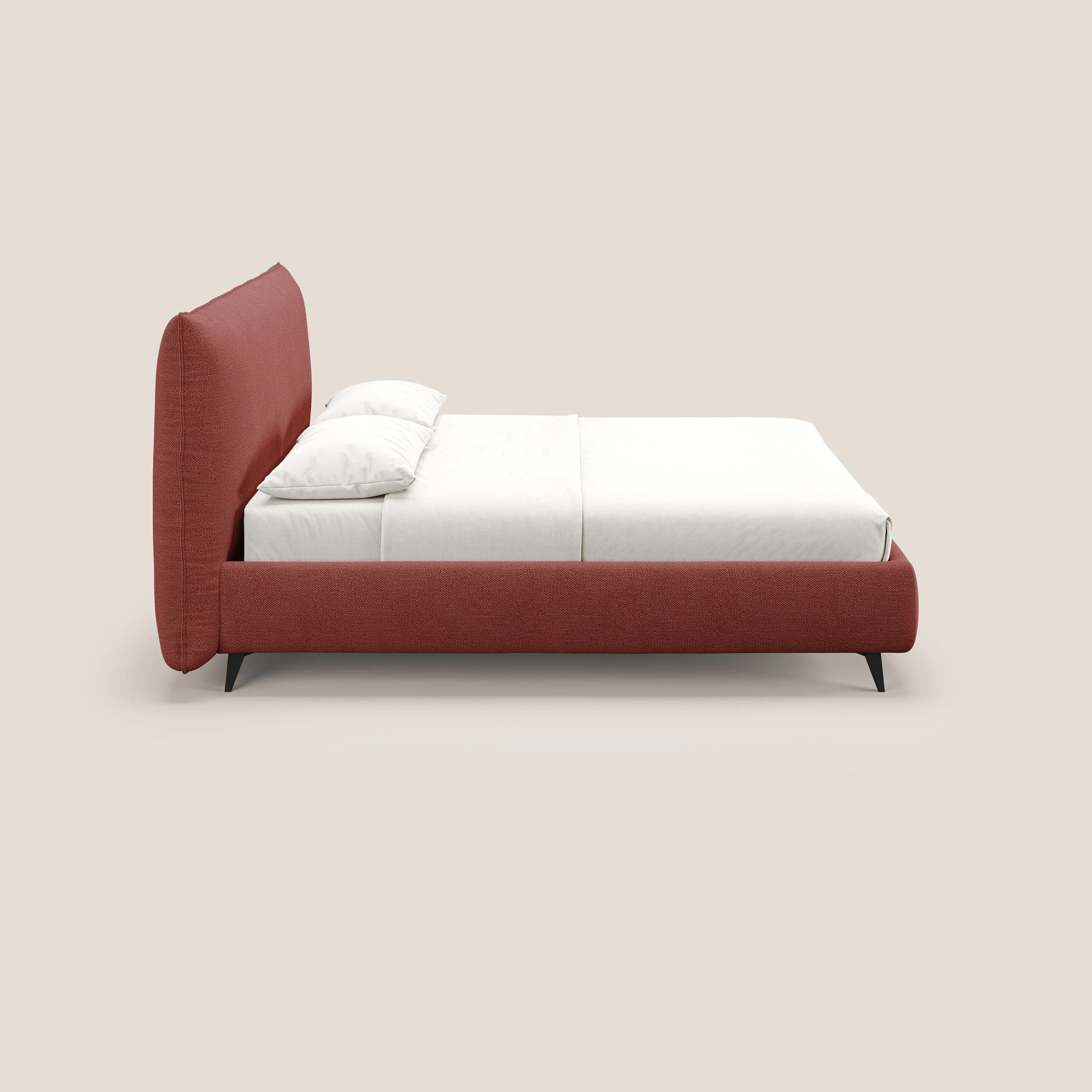 EROS lit rembourré en duvet d'oie avec coffre de rangement en bouclette précieuse détachable T16 rouge - Image 4