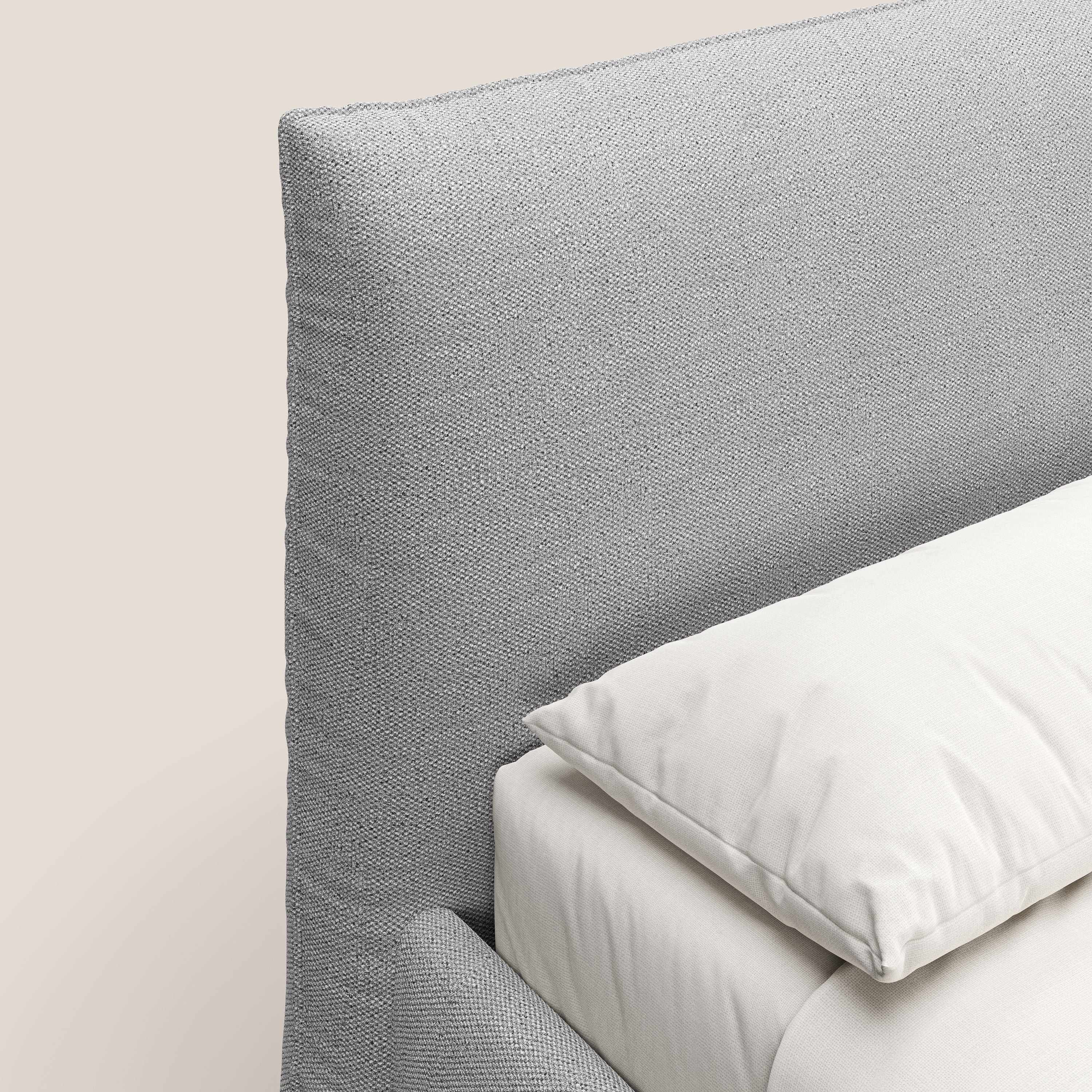 EROS lit rembourré pour matelas 180x200 cm en duvet d'oie avec coffre de rangement en bouclette précieuse détachable T16 gris - Image 6