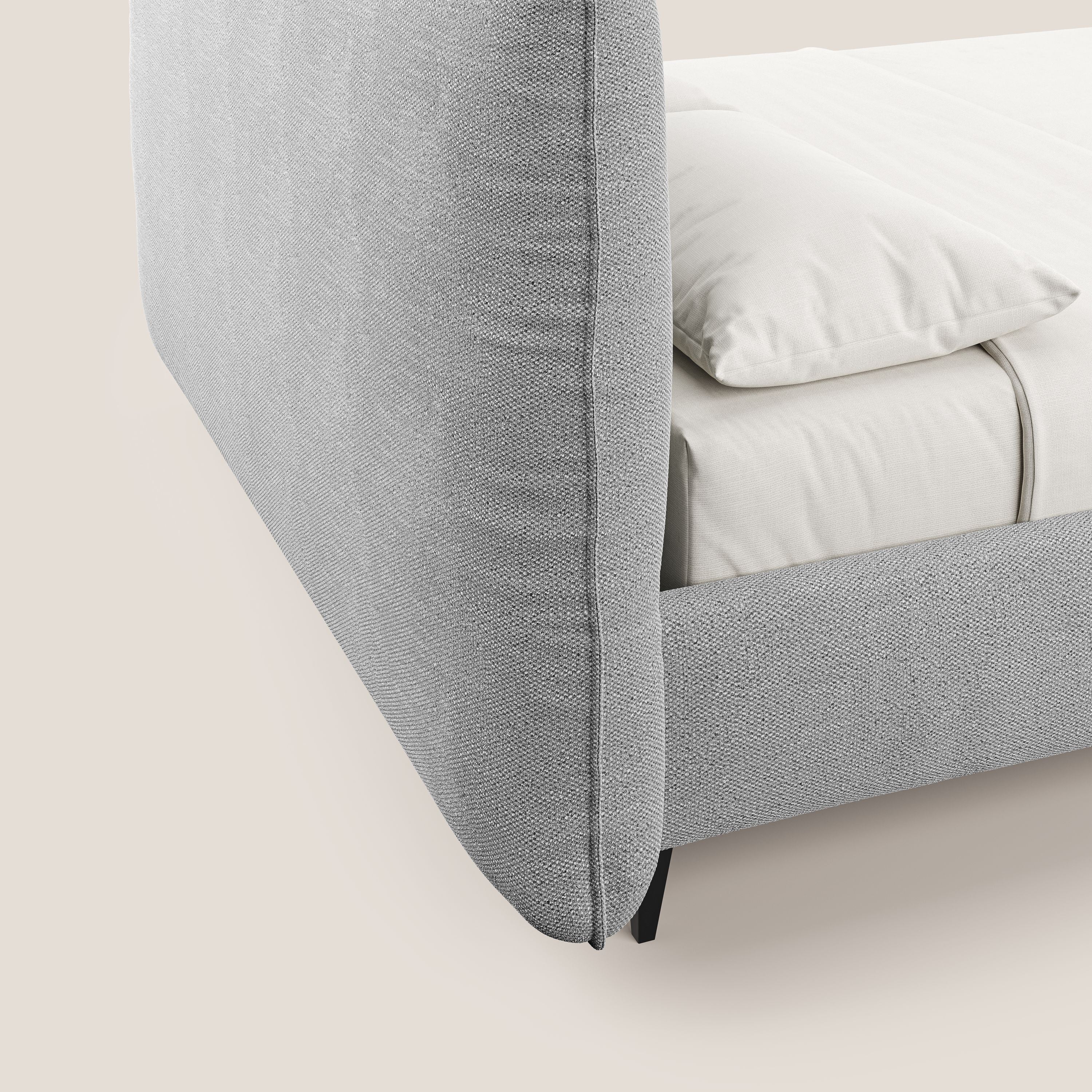 EROS lit rembourré pour matelas 180x200 cm en duvet d'oie avec coffre de rangement en bouclette précieuse détachable T16 gris - Image 7