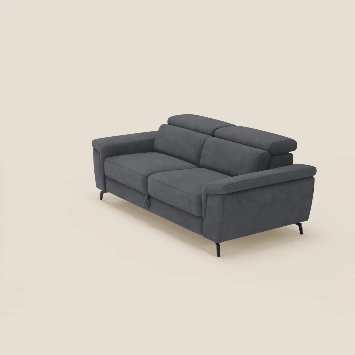 Estro Canapé 3 places avec pouf extractible - têtières inclinables en tissu imperméable T14 anthracite - Image 2
