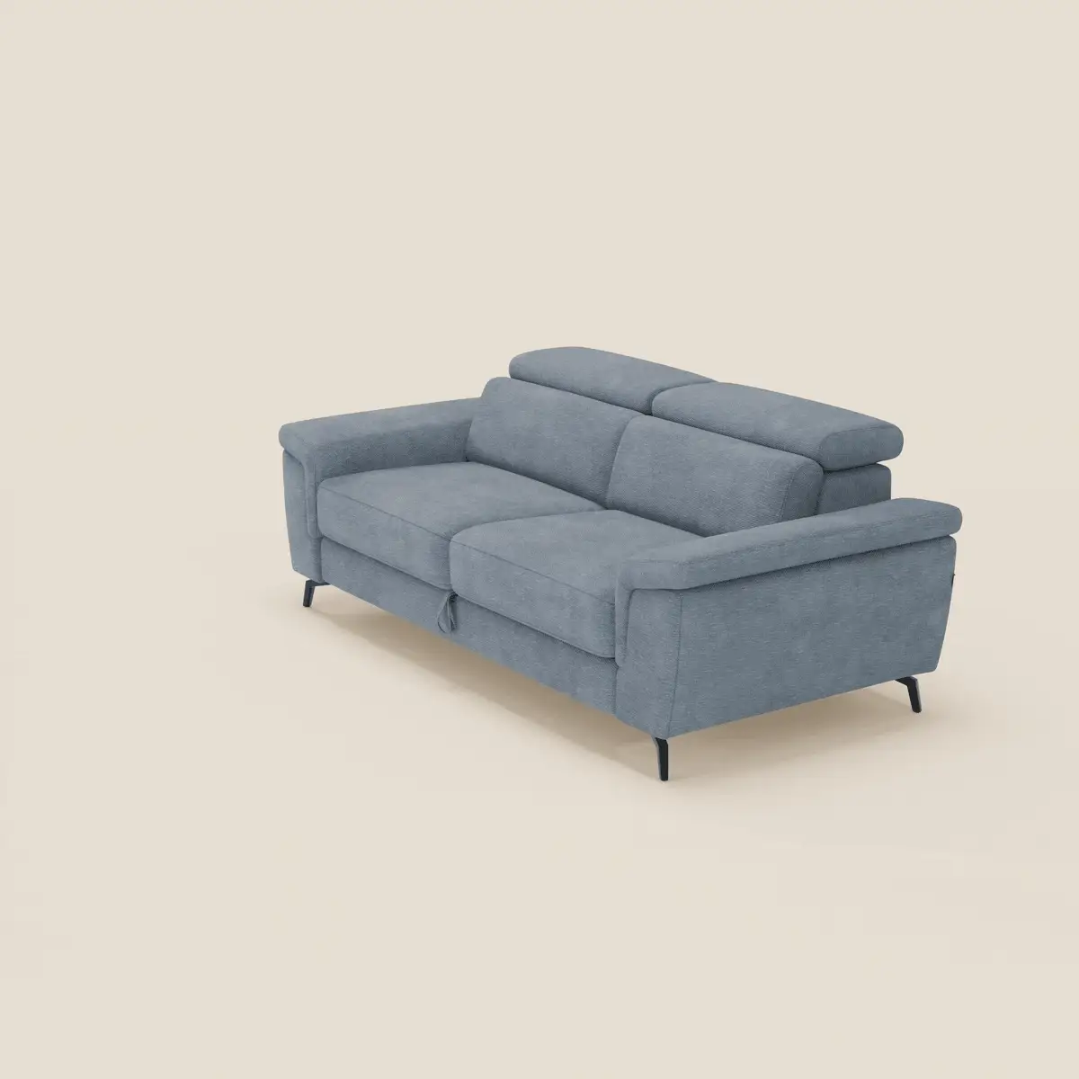 Estro Canapé 3 places avec pouf extractible - têtières inclinables en tissu imperméable T14 bleu pastel - Image 2