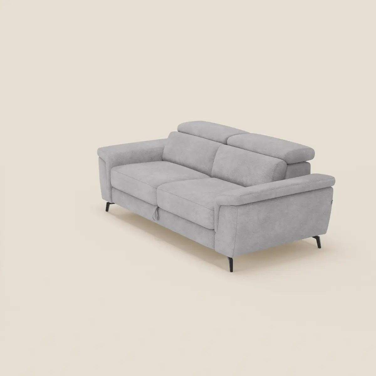 Estro Canapé 3 places avec pouf extractible - têtières inclinables en tissu imperméable T14 gris clair - Image 2