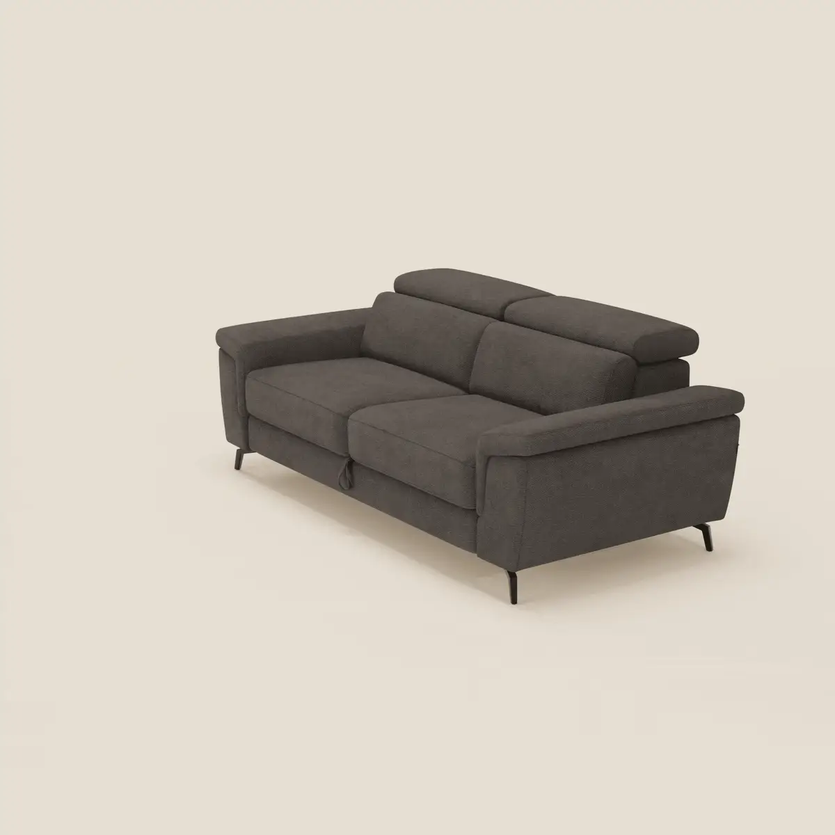 Estro Canapé 3 places avec pouf extractible - têtières inclinables en tissu imperméable T14 marron - Image 2