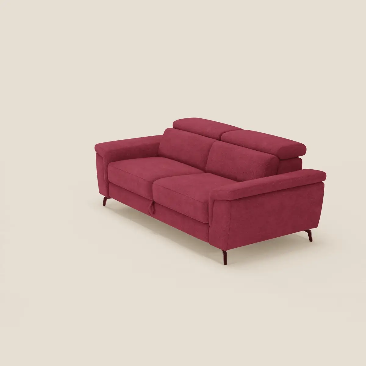 Estro CanapĂ© 3 places avec pouf extractible - tĂȘtiĂšres inclinables en tissu impermĂ©able T14 rouge - Image 2