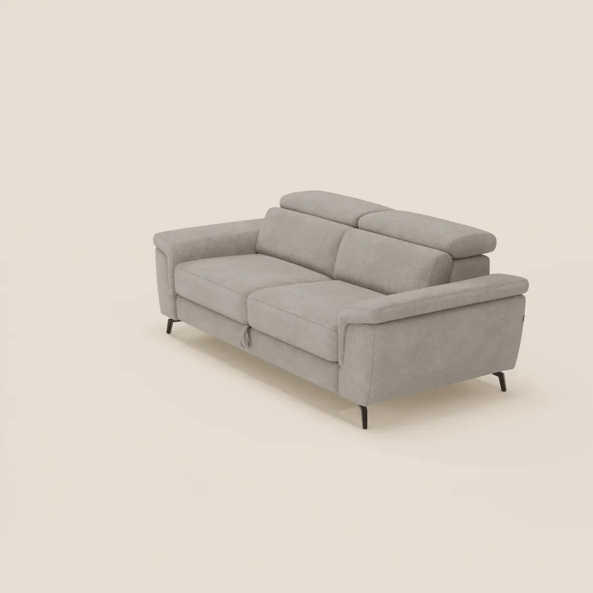 Estro CanapĂ© 3 places avec pouf extractible - tĂȘtiĂšres inclinables en tissu impermĂ©able T14 taupe - Image 2