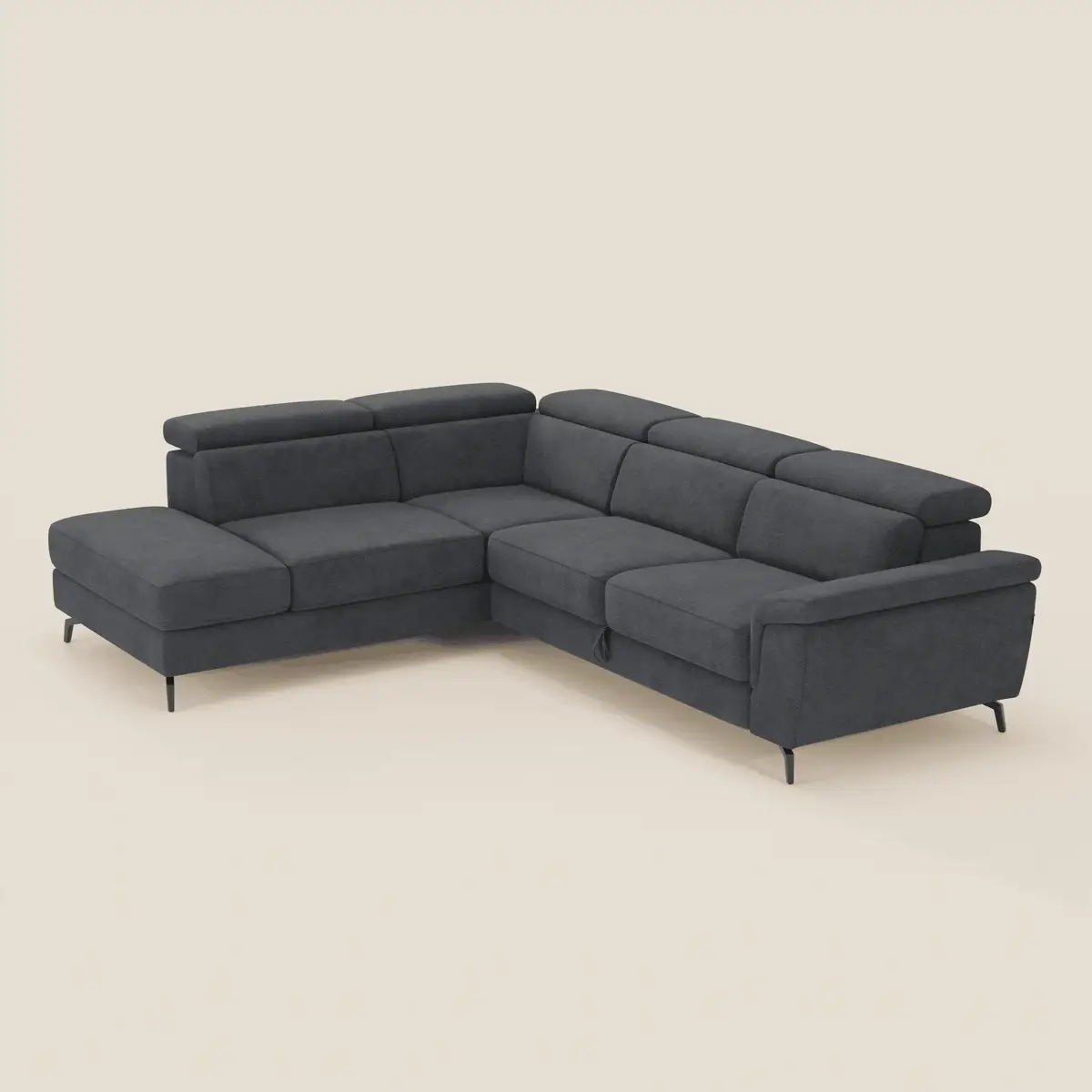Estro Canapé d'angle extractible - têtières inclinables en tissu imperméable T14 anthracite - Image 2