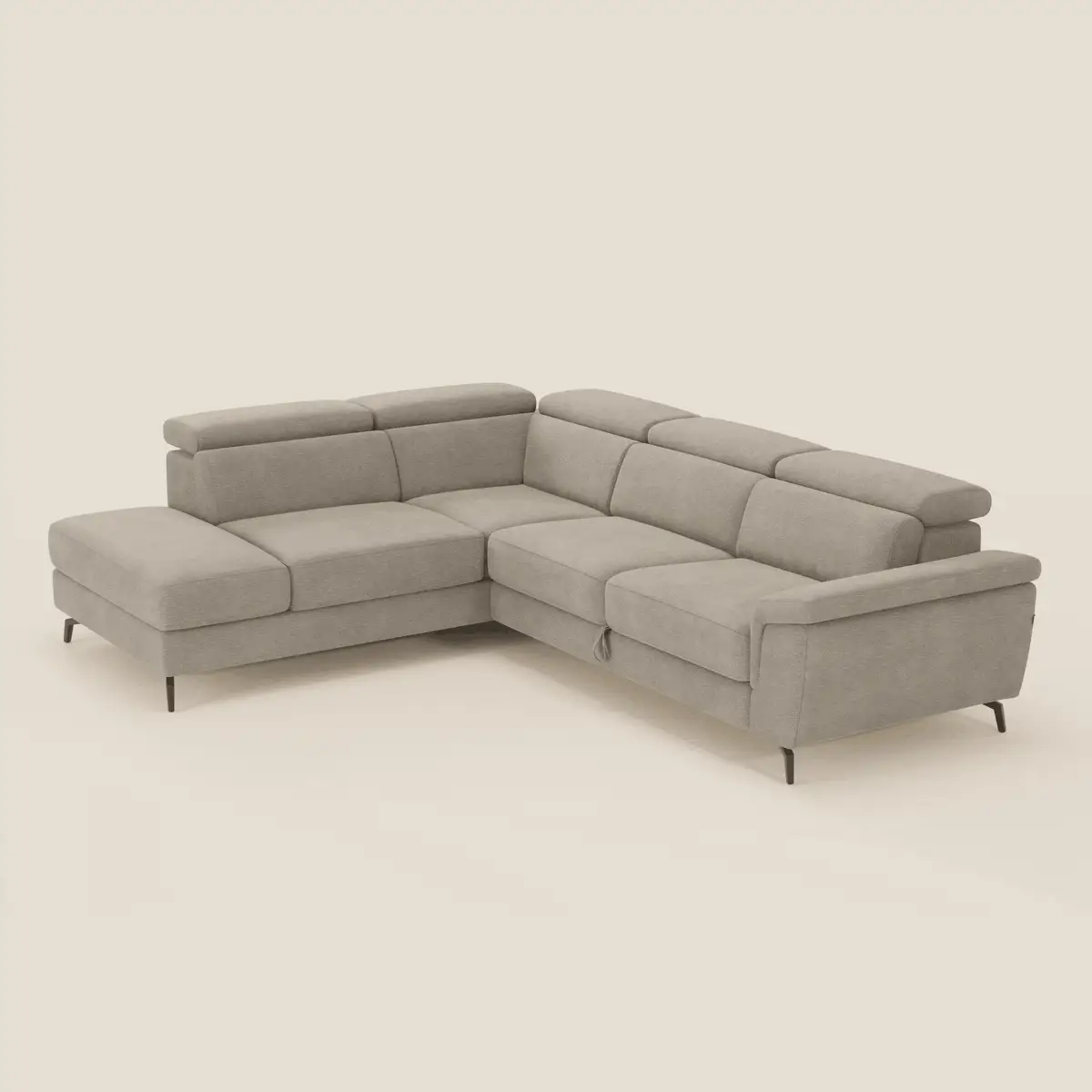 Estro Canapé d'angle extractible - têtières inclinables en tissu imperméable T14 beige - Image 2