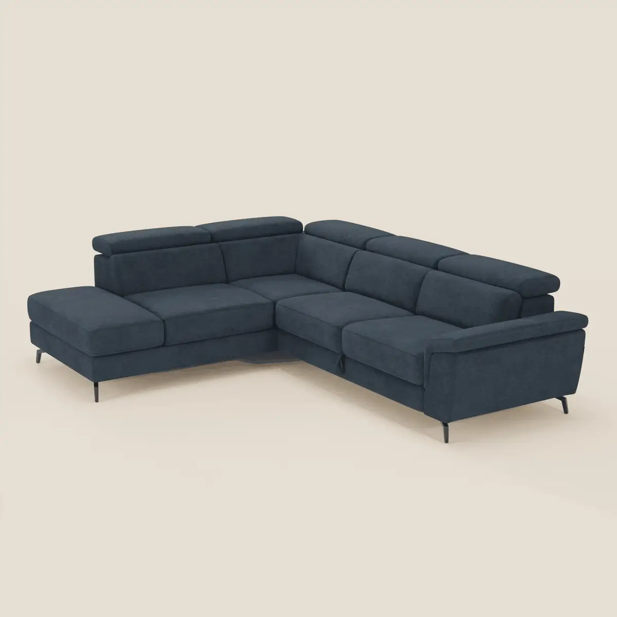 Estro Canapé d'angle extractible - têtières inclinables en tissu imperméable T14 bleu - Image 2