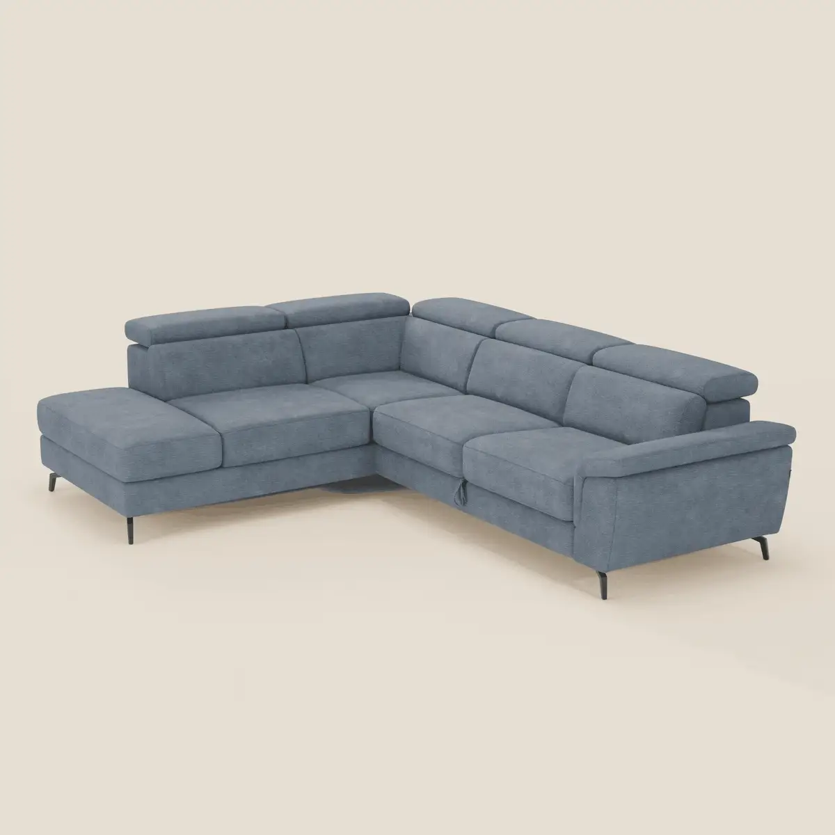 Estro Canapé d'angle extractible - têtières inclinables en tissu imperméable T14 bleu pastel - Image 2