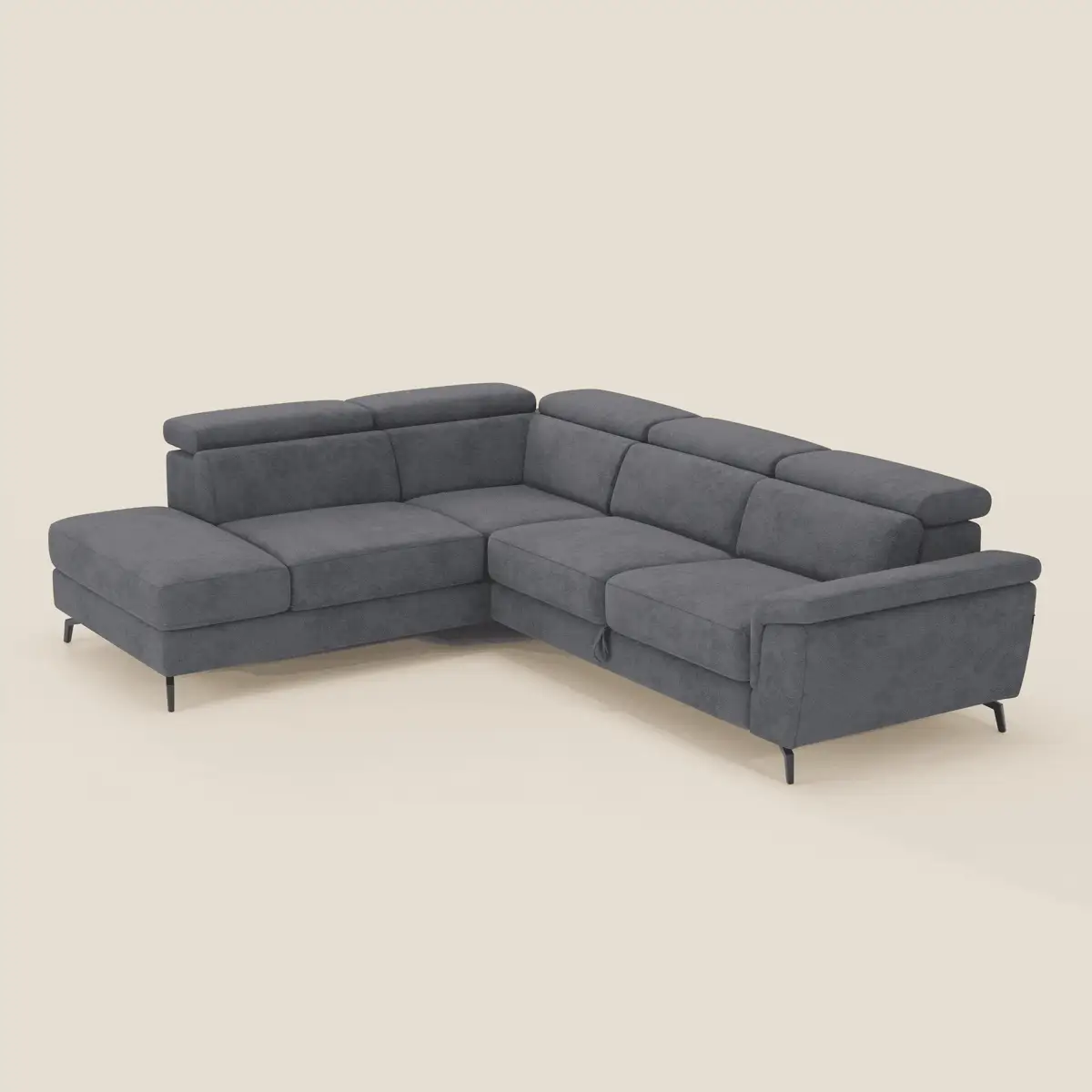 Estro Canapé d'angle extractible - têtières inclinables en tissu imperméable T14 gris - Image 2