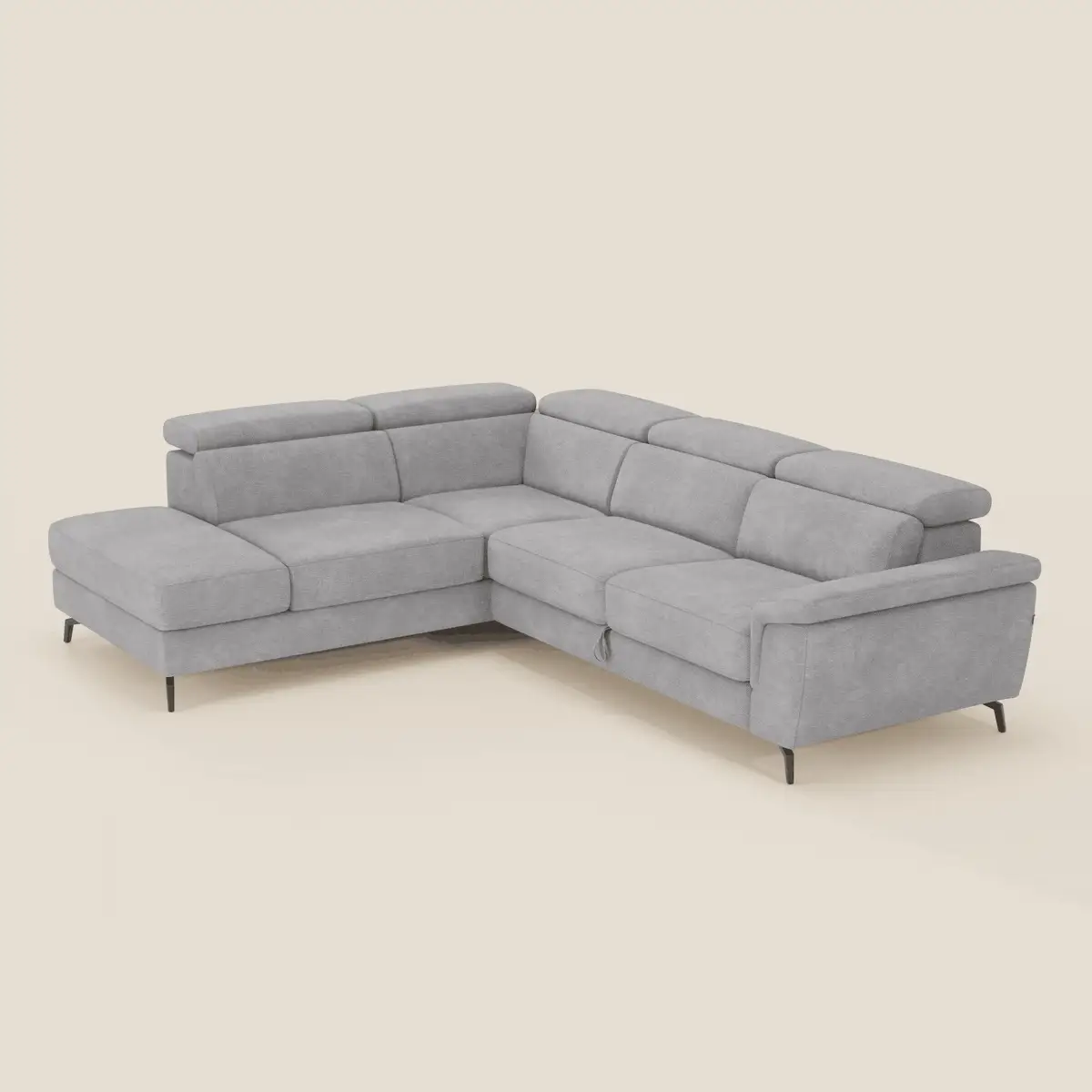 Estro Canapé d'angle extractible - têtières inclinables en tissu imperméable T14 gris clair - Image 2