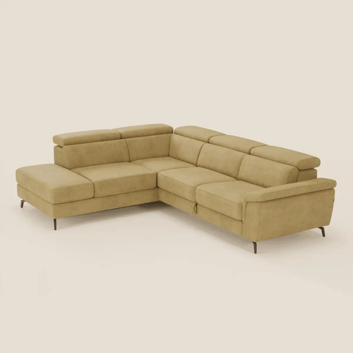 Estro Canapé d'angle extractible - têtières inclinables en tissu imperméable T14 jaune - Image 2