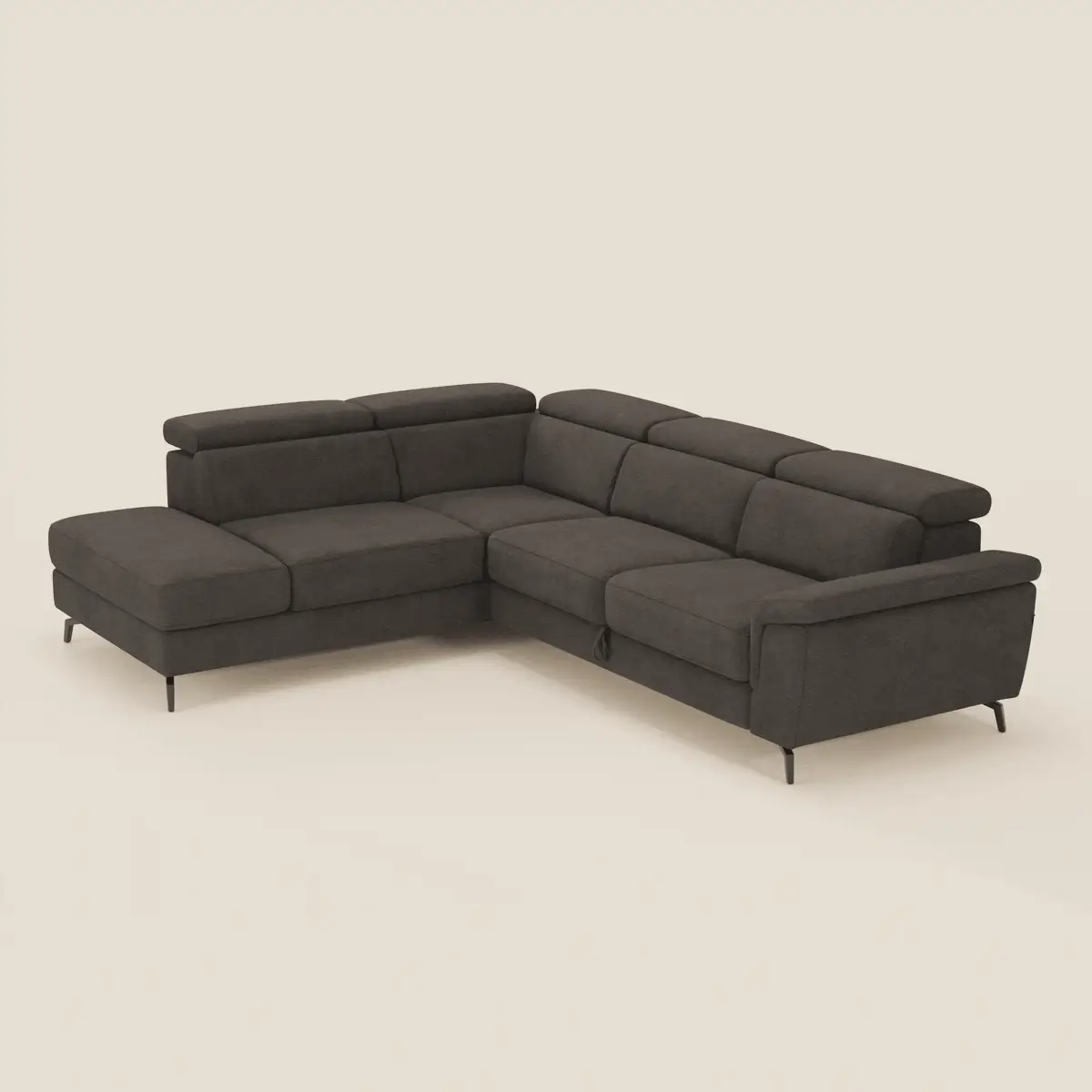 Estro Canapé d'angle extractible - têtières inclinables en tissu imperméable T14 marron - Image 2